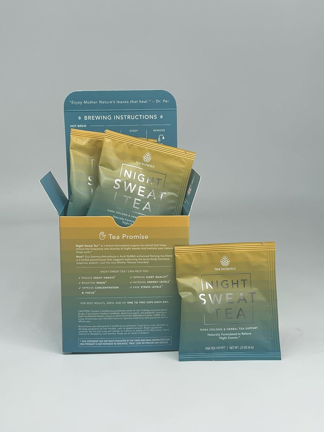 Organic Tea Botanics Night Sweat Tea for Menopause Relief and Hormone Balance - Promotes Sleep and Mood (15 Day Supply)