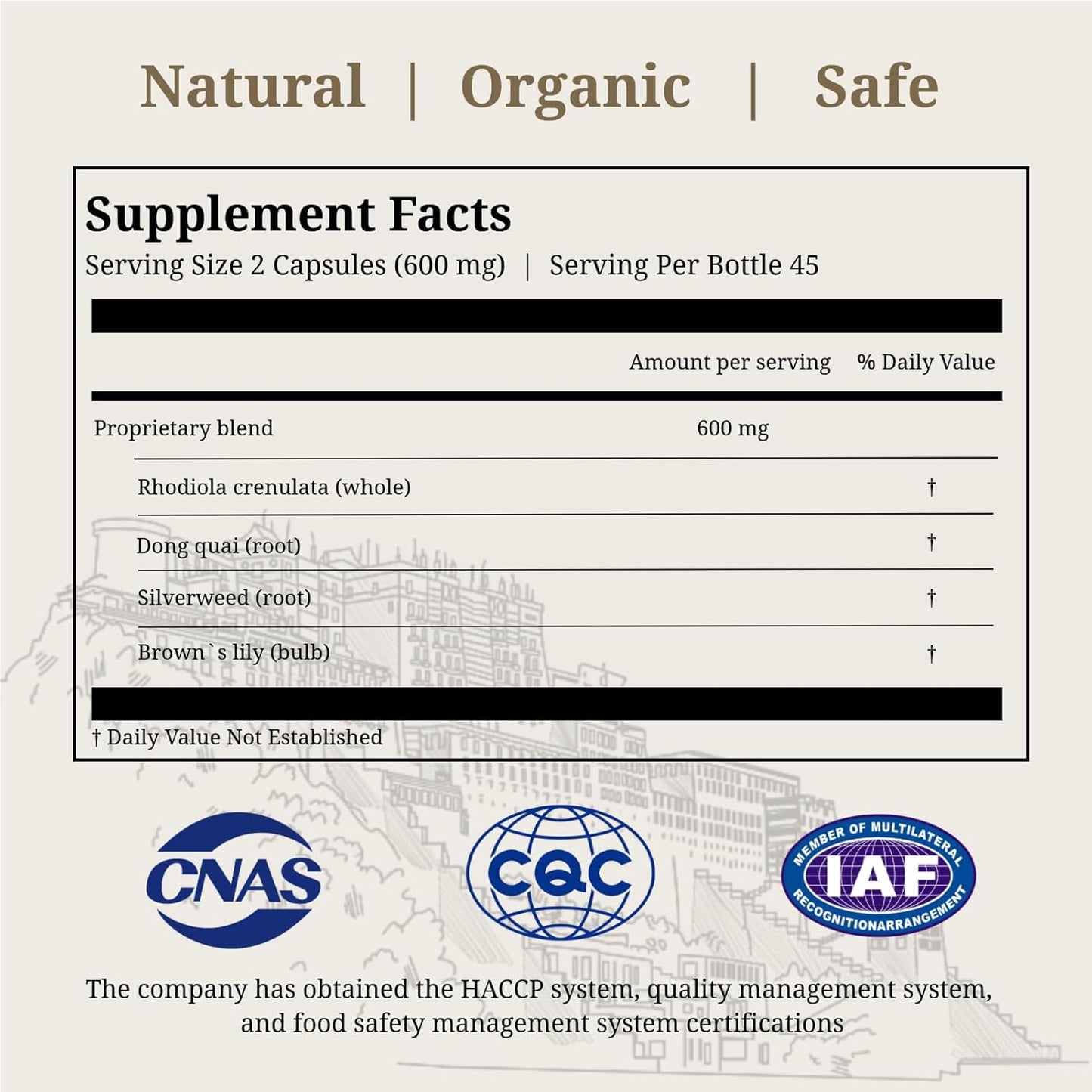 Organic Tibetan Rhodiola and Angelica Sinensis Capsules for Energy, Heart Health, Metabolism - 120 Veggie Caps