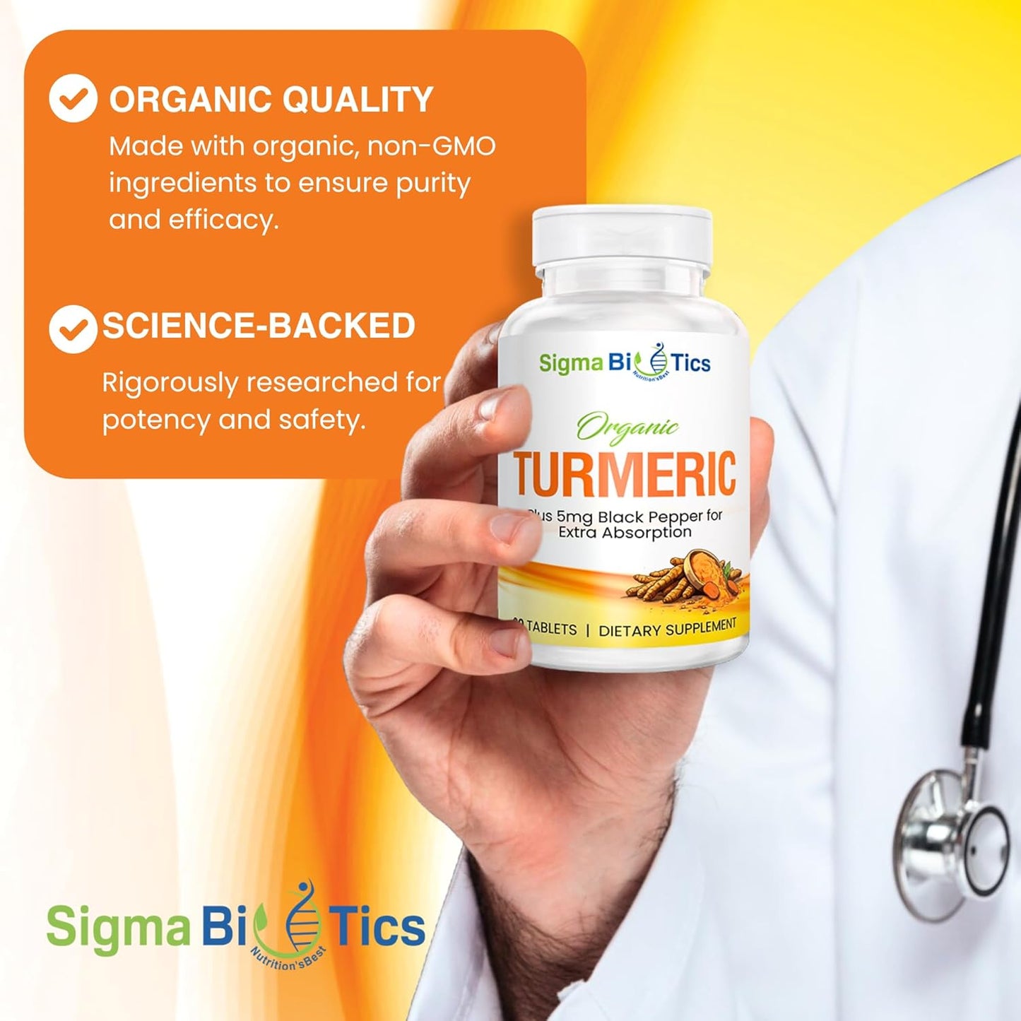 Organic Turmeric Curcumin Supplement for Joint & Immune Health - 700 mg with Black Pepper - Non-GMO - 60 Tablets - 2 Month Supply