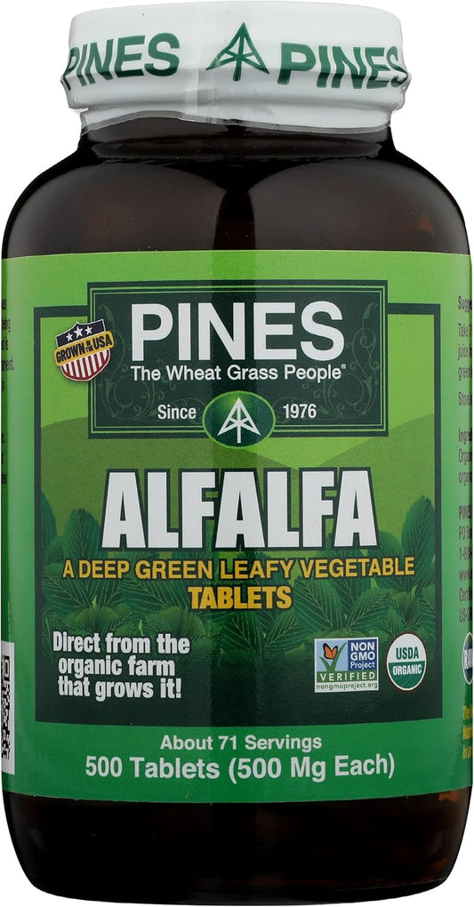Organic USDA Alfalfa Tablets, 500mg, 500 Count - Gluten Free, Non-GMO Superfood Supplement