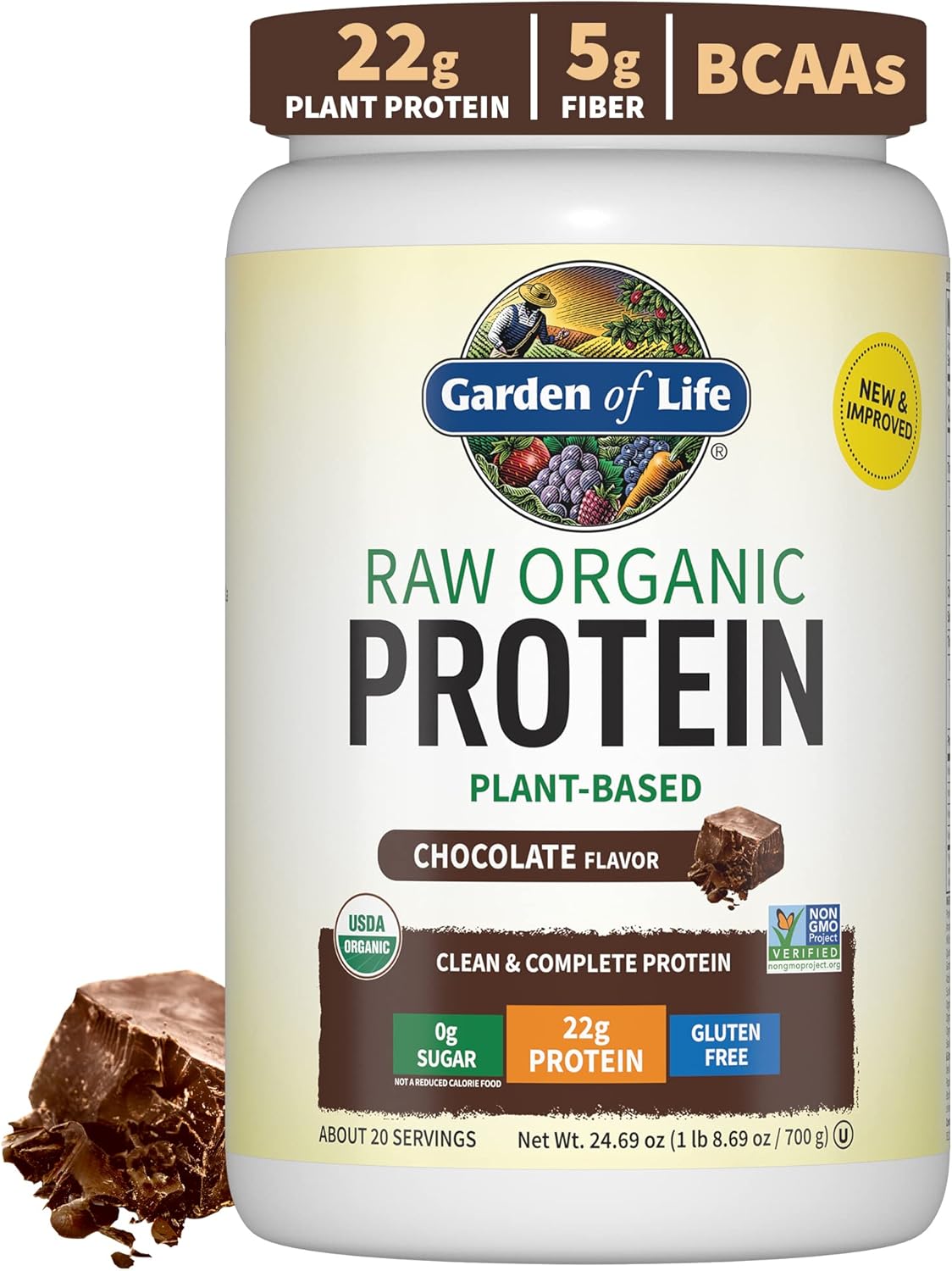 Organic Vegan Chocolate Protein Powder: Plant-Based Meal Replacement Shakes by Garden of Life
