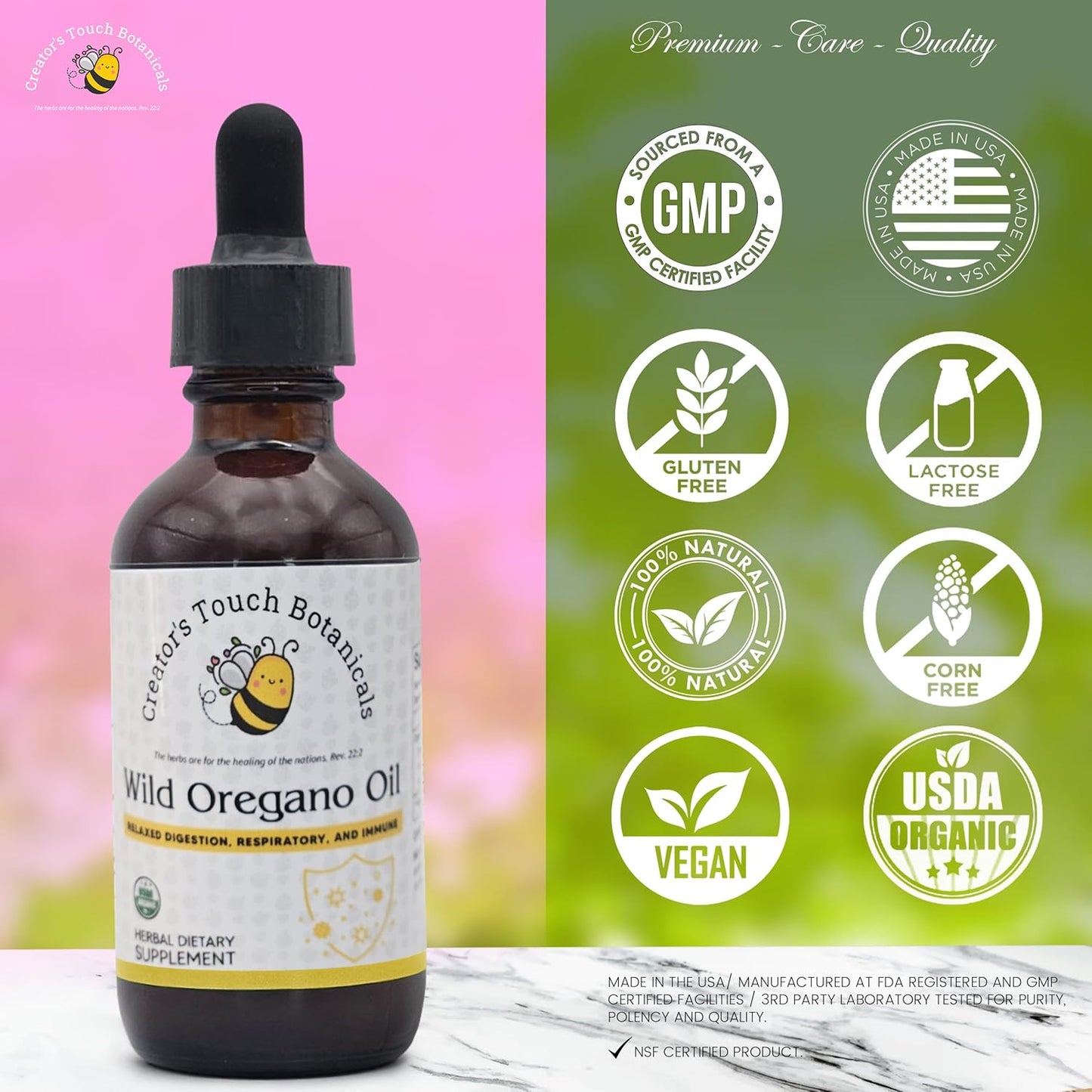 Organic Wild Mediterranean Oil of Oregano Drops for Immune & Digestive Support - 6 Month Supply | Vegan & Non-GMO Herbal Blend for Overall Health