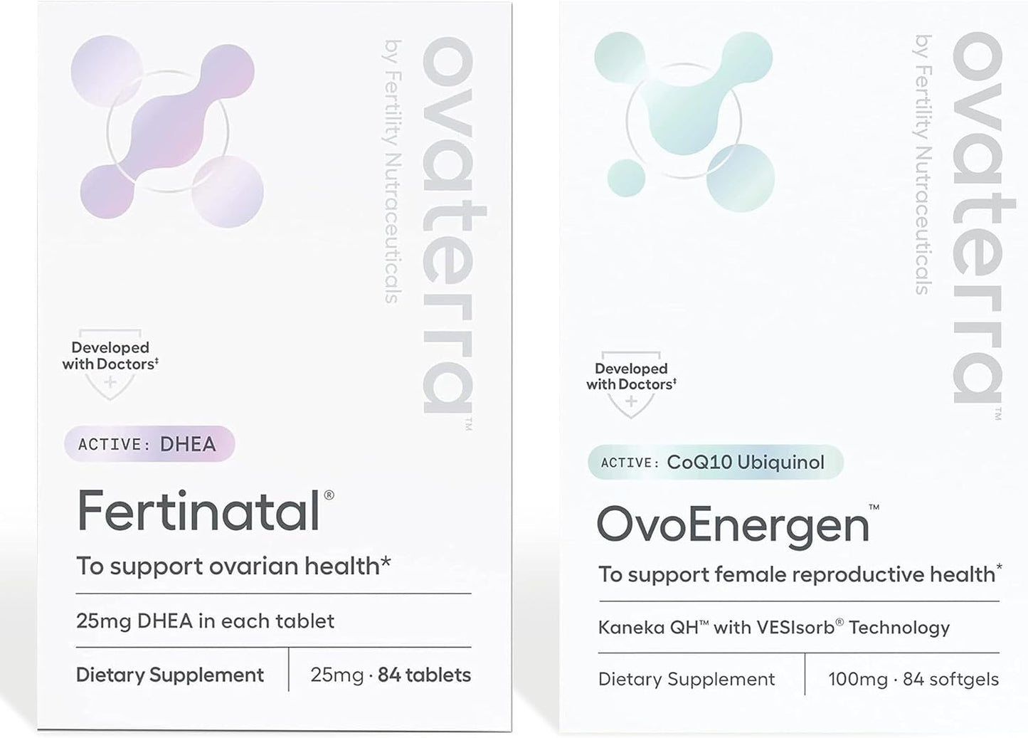 Ovaterra OvoEnergen CoQ10 DHEA - Women's Egg Health Power Pack, Fertility Support with Ubiquinol & DHEA for Reproductive Wellness (28-Day Supply)