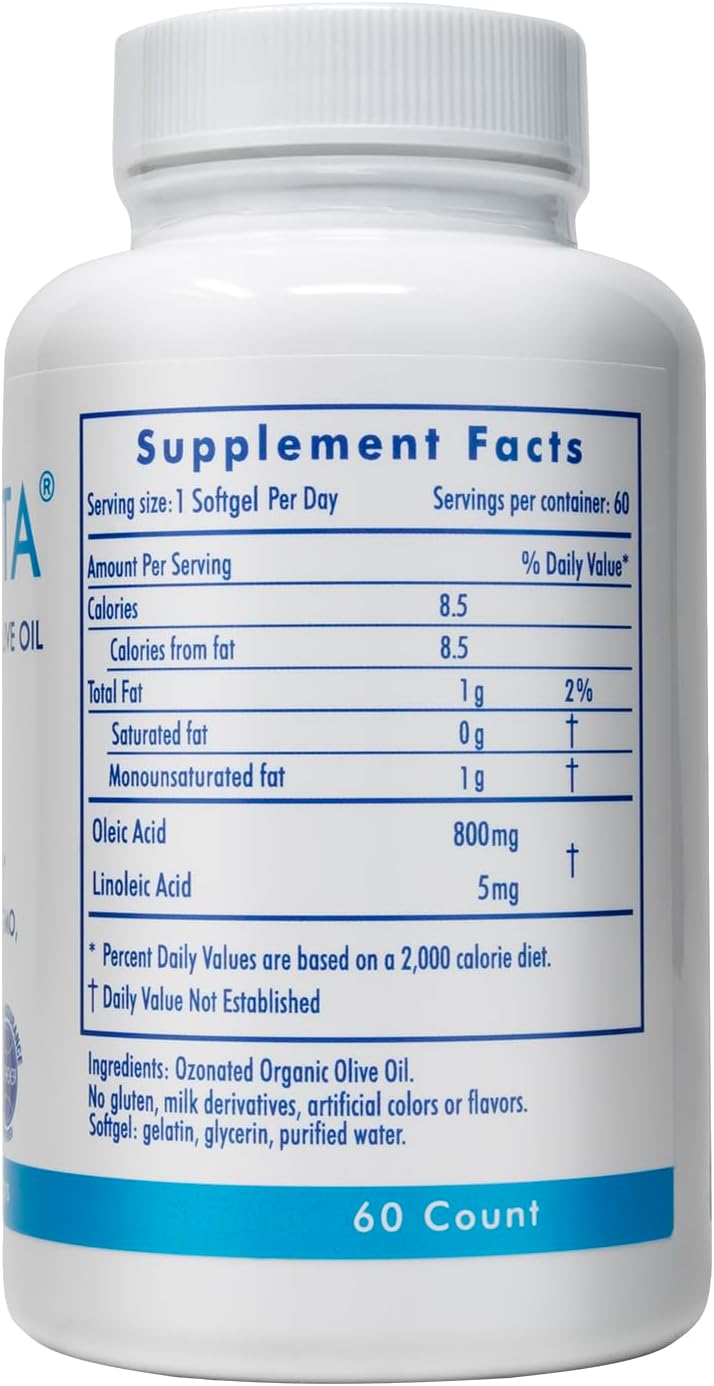 OZOVITA Ozonated Organic Olive Oil Softgels - 1000mg - 60 Softgels - Two Month Supply