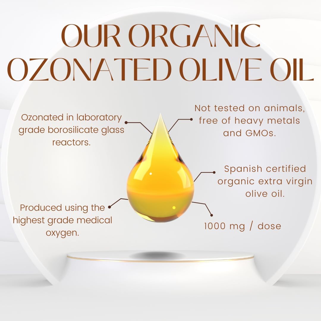 OZOVITA Ozonated Organic Olive Oil Softgels - 1000mg - 60 Softgels - Two Month Supply