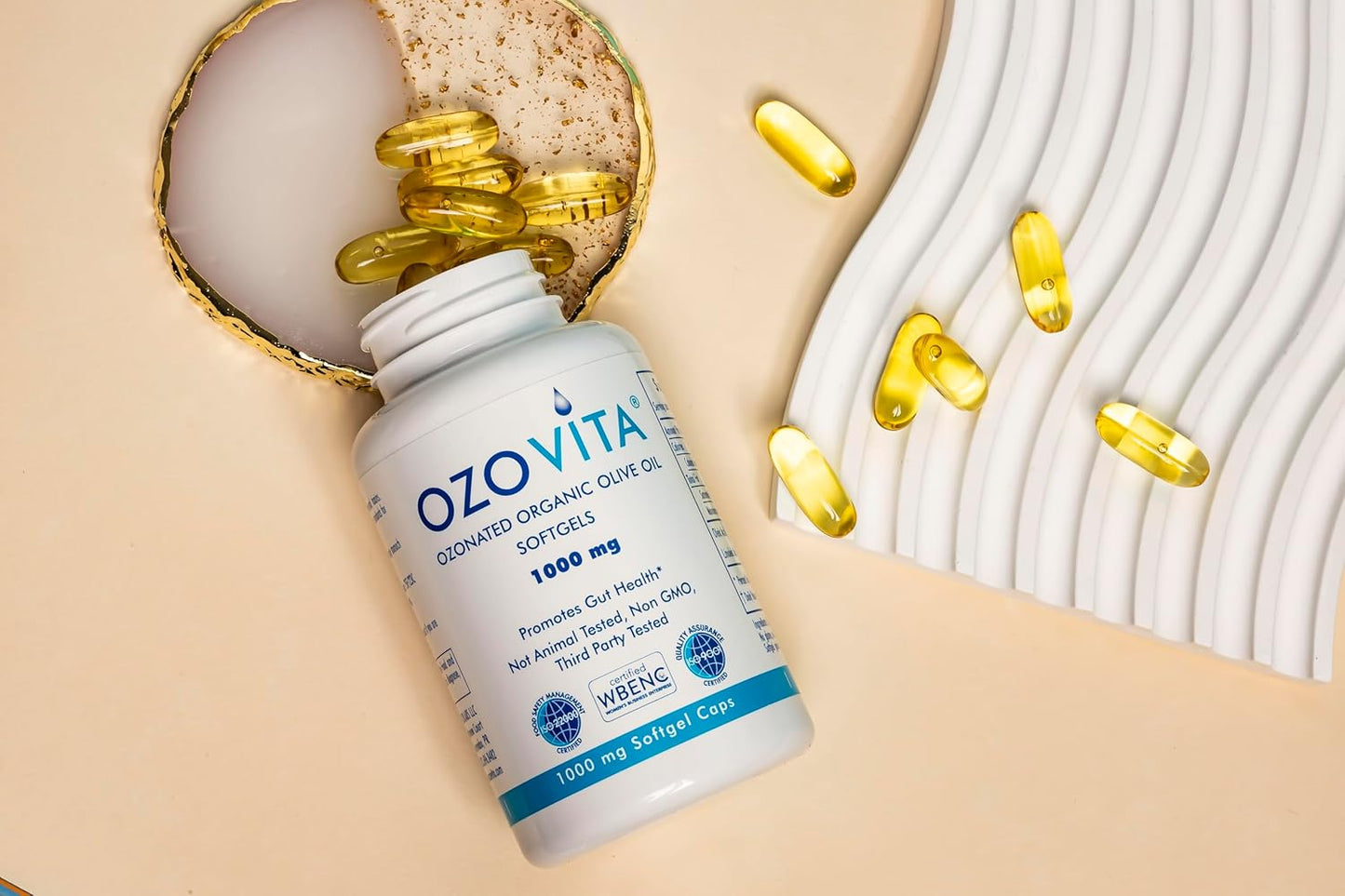 OZOVITA Ozonated Organic Olive Oil Softgels - 1000mg - 60 Softgels - Two Month Supply