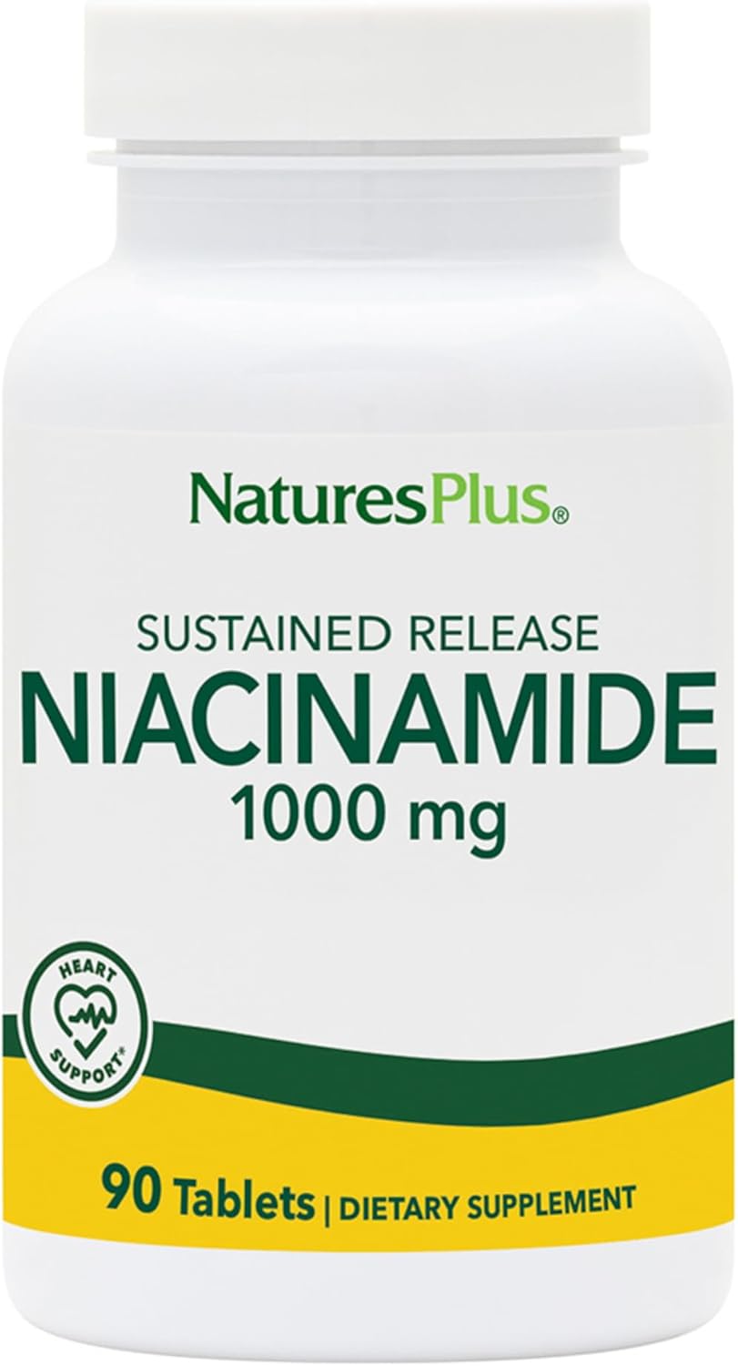 Pack of 180 Natures Plus Niacinamide 1000 mg Sustained Release Tablets - Immune & Skin Health Support