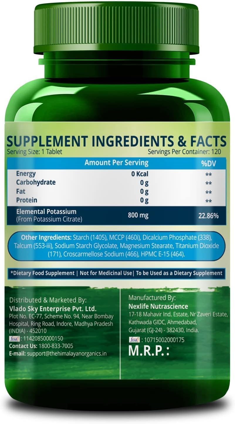Pack of 2 Potassium Citrate 800mg Herbal Tablets with No Side Effects - 240 Tablets in Total