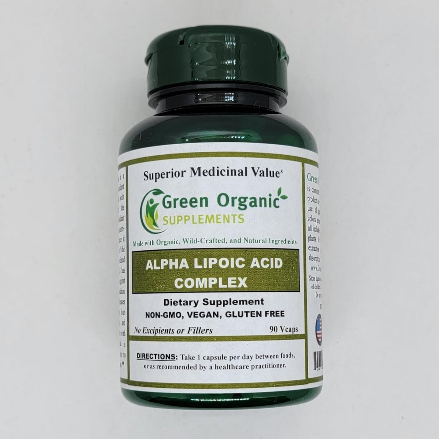 Pack of 5 Green Organic Supplements Alpha Lipoic Acid Complex ALA Capsules, 90 VCaps