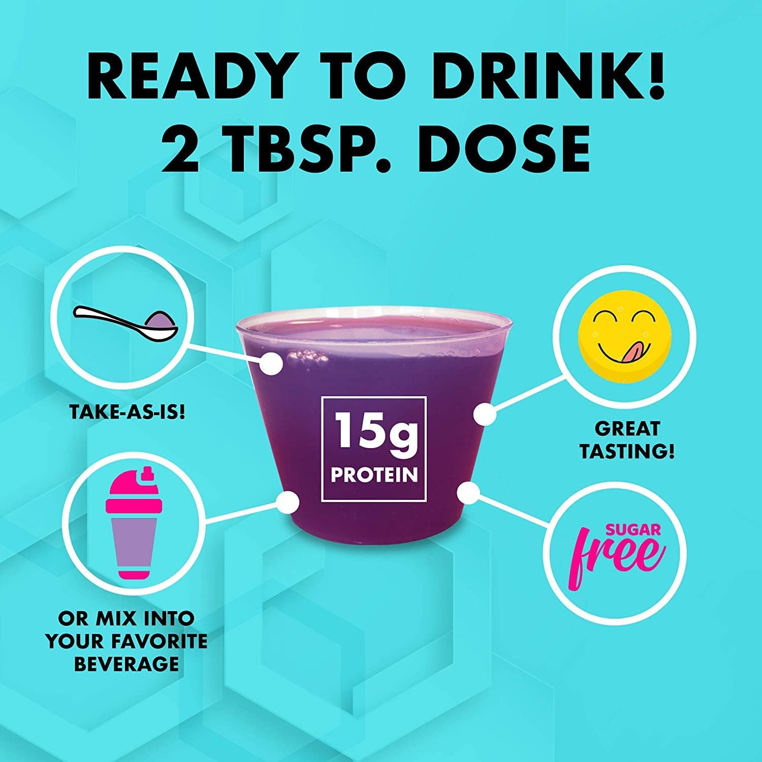 Pack of 6 Non-GMO Grape Liquid Collagen & Whey Protein Supplement for Healthy Skin & Hair