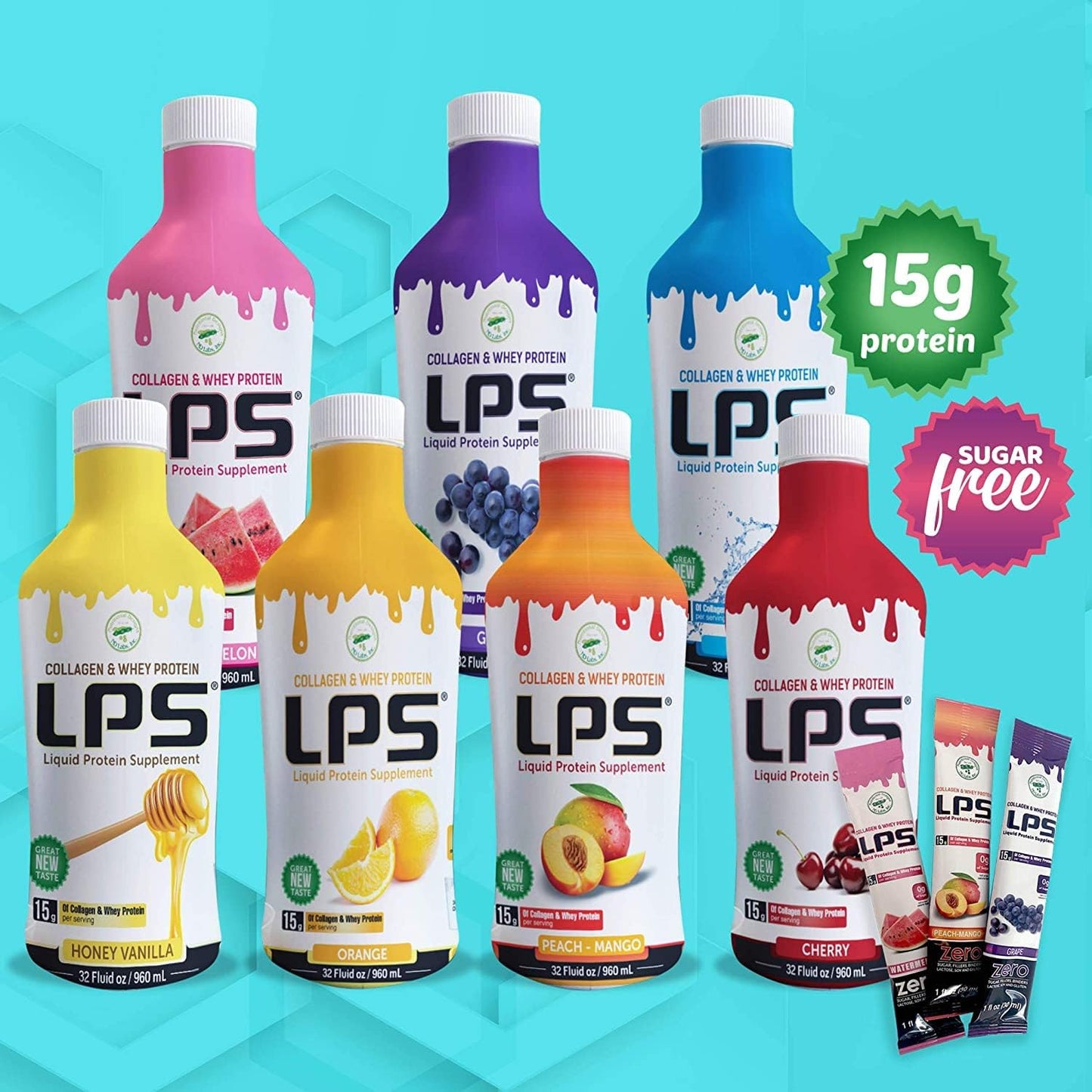 Pack of 6 Non-GMO Grape Liquid Collagen & Whey Protein Supplement for Healthy Skin & Hair