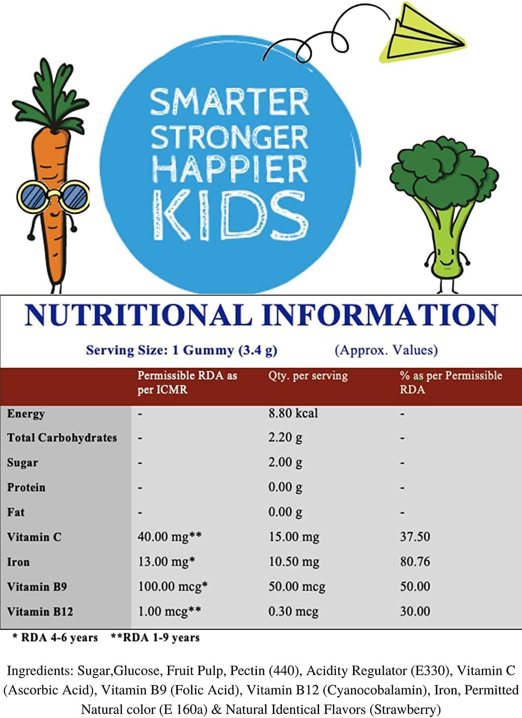 Pack of 60 Organic Touch Super Gummy Iron & Vitamins Gummies for Kids - Enhance Muscle Growth and Cognitive Function with Chewable Bears