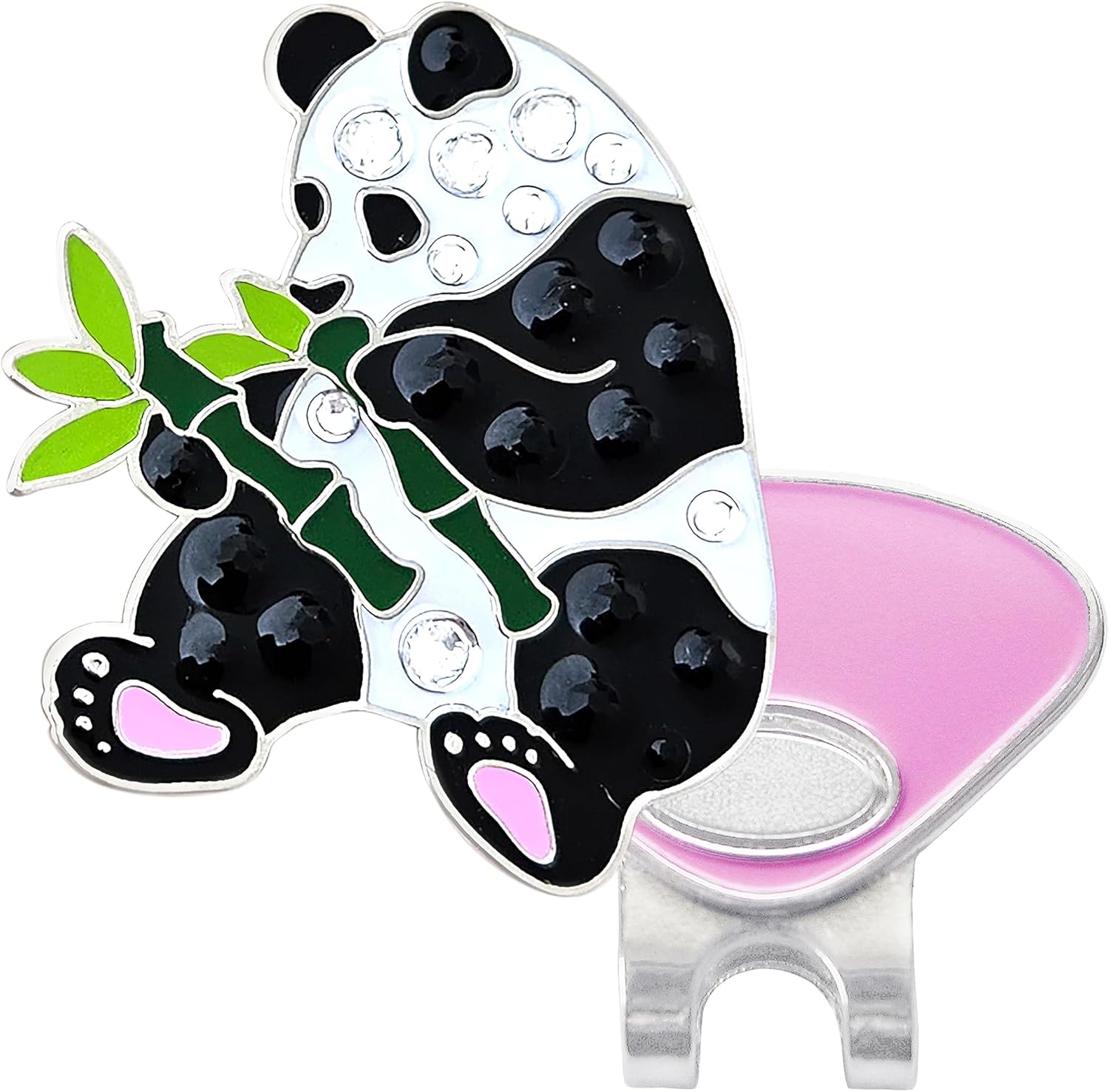 Panda Golf Ball Marker with Austrian Crystals & Hat Clip | Animal Themed Bling Accessory for Women & Junior Golfers