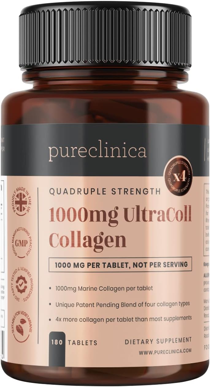 Patented UltraColl Marine Collagen 1000mg x 1080 Tablets - 18 Month Supply of Anti-Aging Types I, II, III, and VII