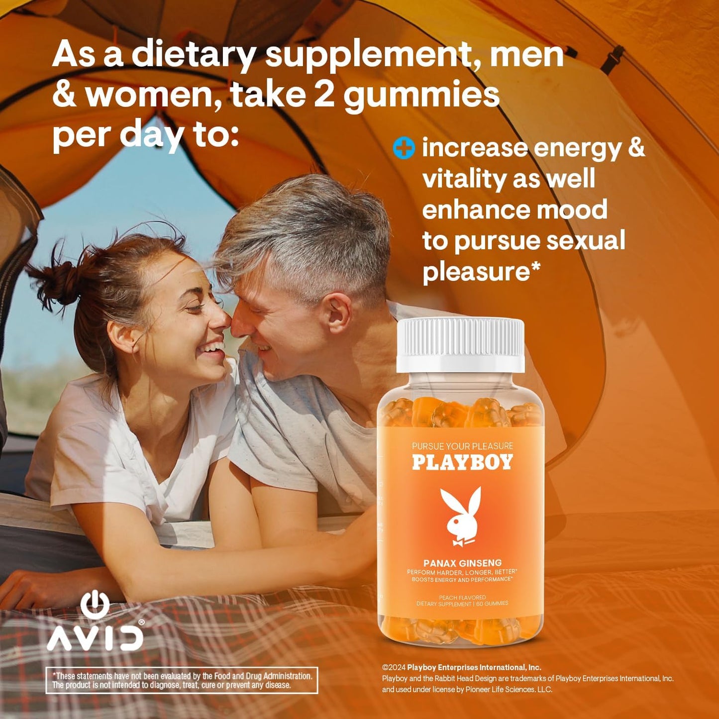 Peach Flavored Panax Ginseng Gummies - 60 Count - Natural Energy Booster for Men and Women - Vegan and Non GMO Ginseng Supplement