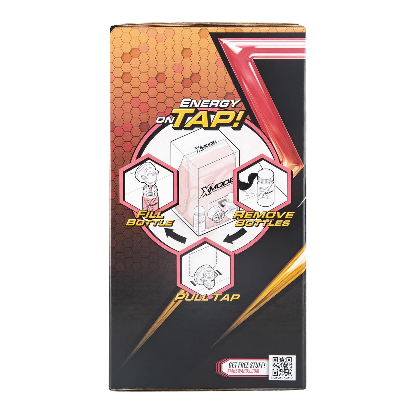 Peach Lightning XMODE Energy Shots Dispenser - 100 Servings with Refillable Bottles & 150mg Caffeine Per Oz