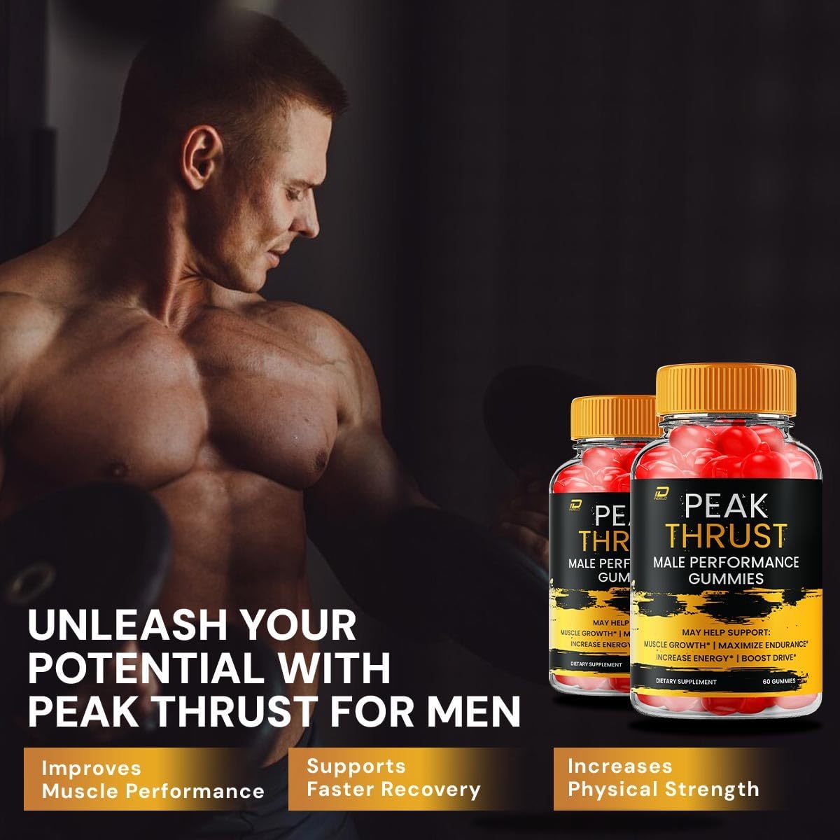 Peak Thrust Gummies for Men - Natural Maximum Strength Formula (2 Pack - 120 Gummies)
