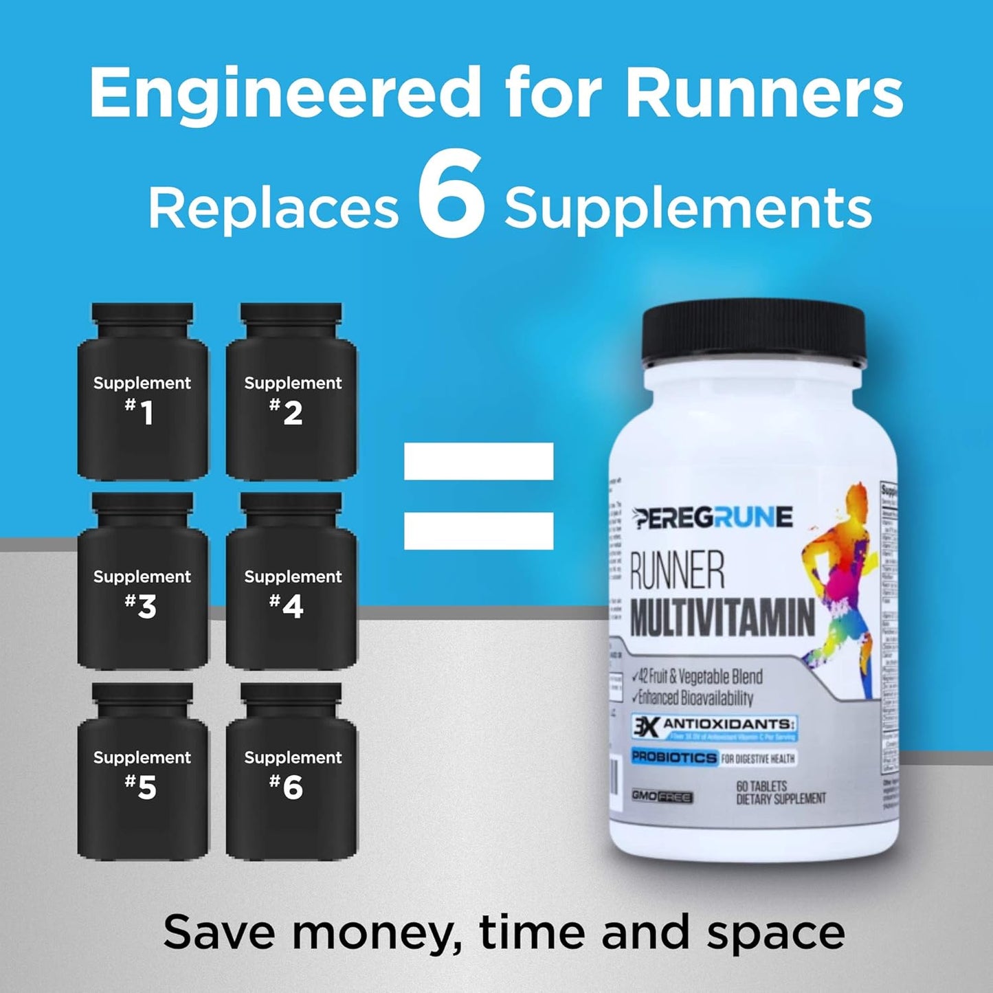 PEREGRUNE Runner Multivitamin, Omega-3 Fish Oil, Joint Supplement Combo Pack (1 Month Supply)