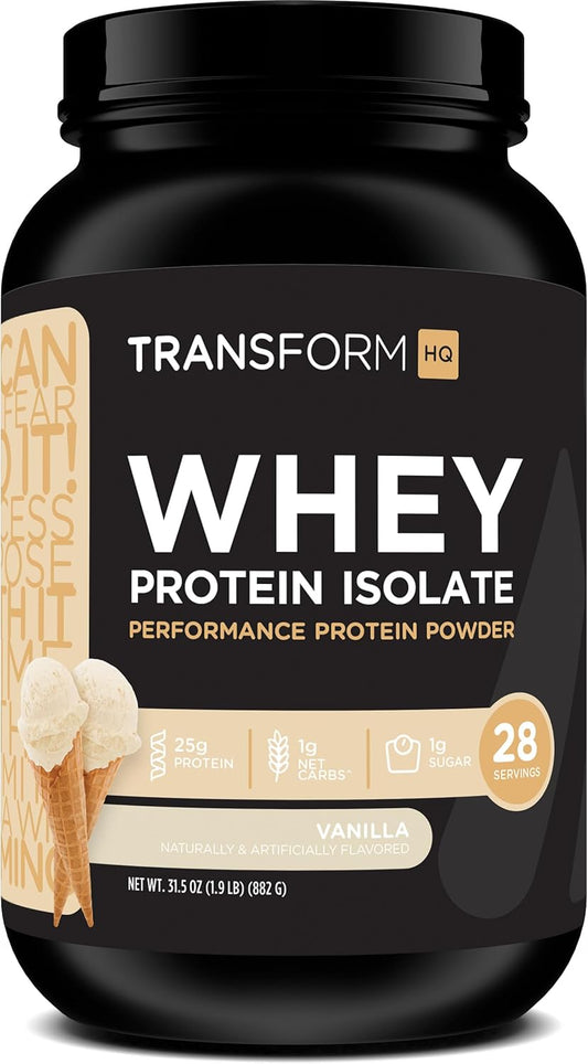 Perform Vanilla Whey Protein Isolate - 28 Servings, TransformHQ Brand - Gluten Free & Non-GMO