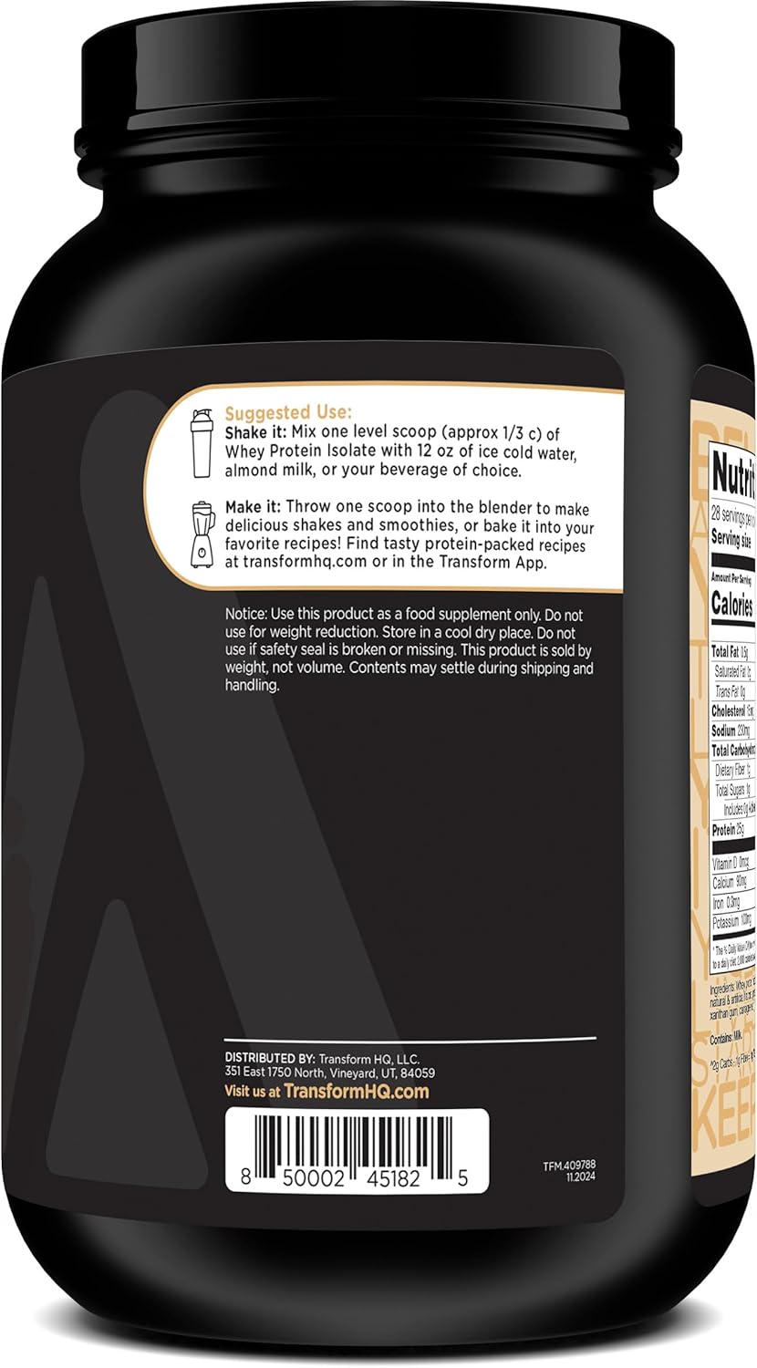 Perform Vanilla Whey Protein Isolate - 28 Servings, TransformHQ Brand - Gluten Free & Non-GMO