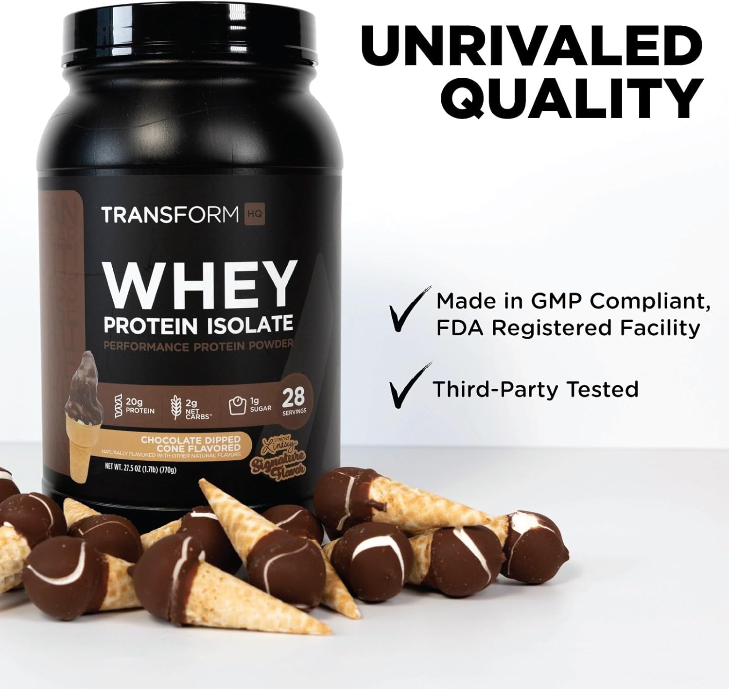 Perform Vanilla Whey Protein Isolate - 28 Servings, TransformHQ Brand - Gluten Free & Non-GMO