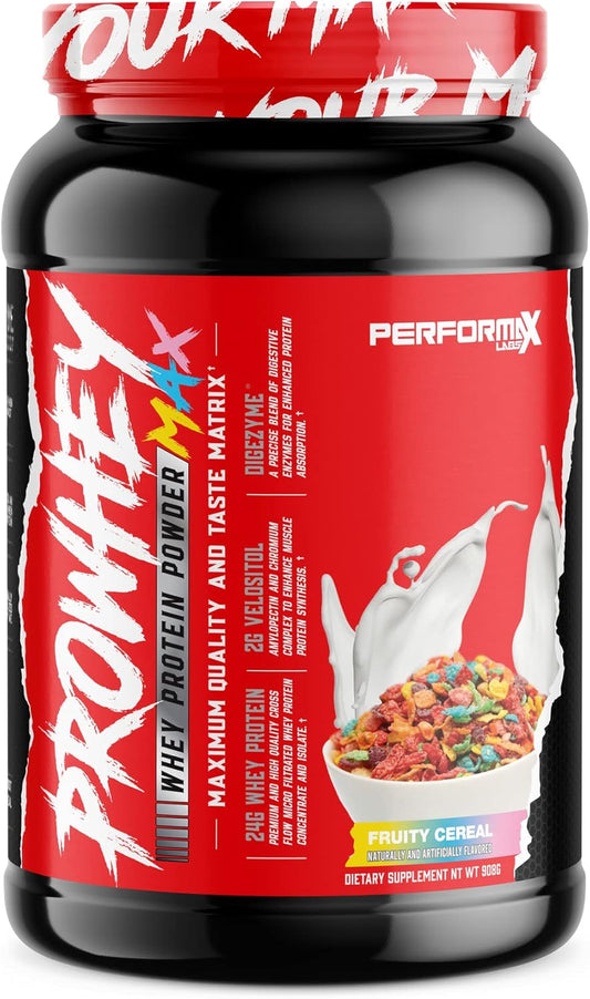 Performax Labs ProWhey Max Whey Protein Powder - High-Quality Protein with Digestive Enzymes - Fruity Cereal Flavor - 2lb