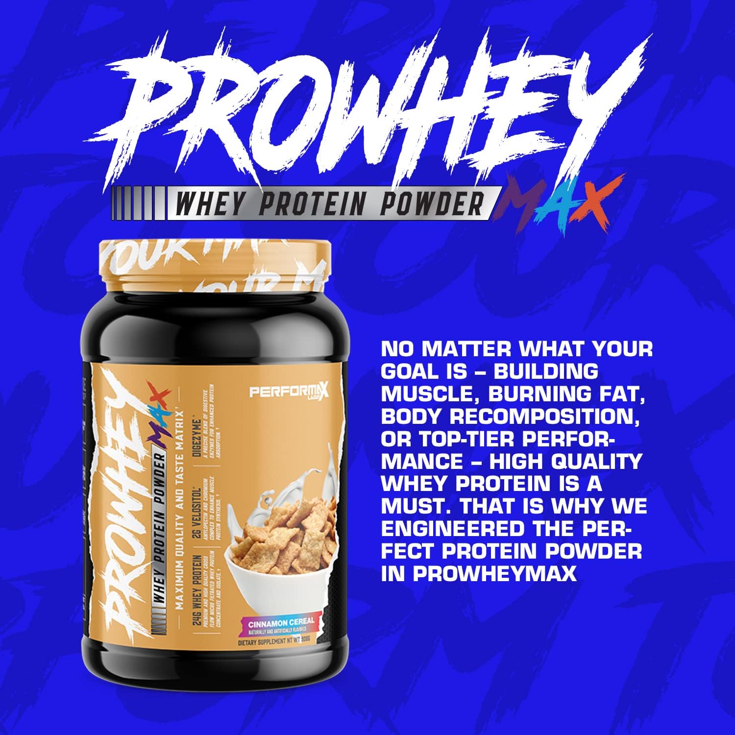Performax Labs ProWhey Max Whey Protein Powder - High-Quality Protein with Digestive Enzymes - Fruity Cereal Flavor - 2lb