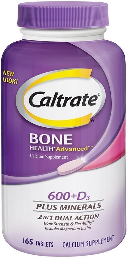 Pfizer Caltrate 600 Plus Tablets - Pack of 165, Calcium Supplement for Bone Health and Strength