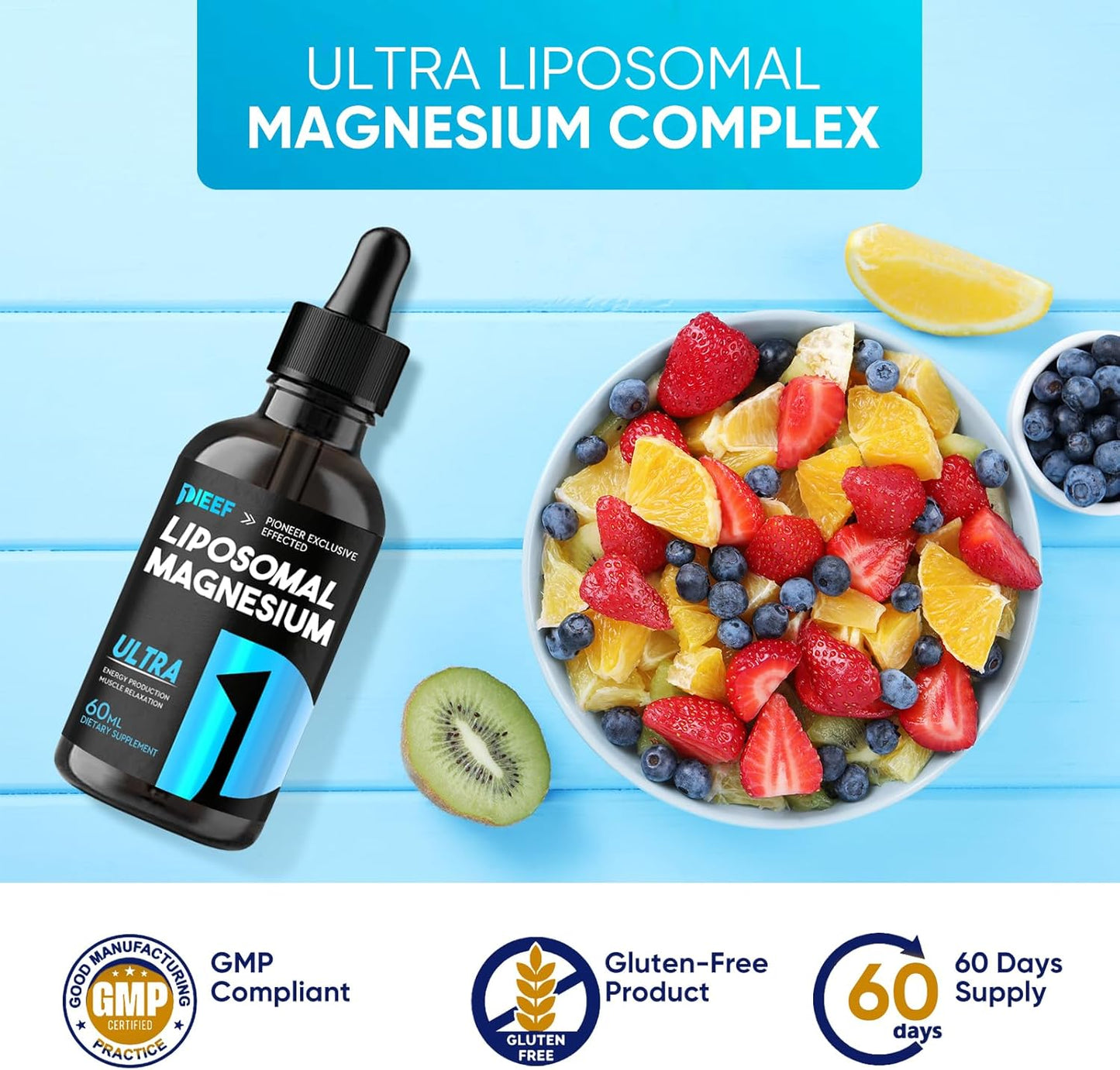 PIEEF Magnesium Glycinate Liquid Drops: Stress Relief, Bone & Muscle Support