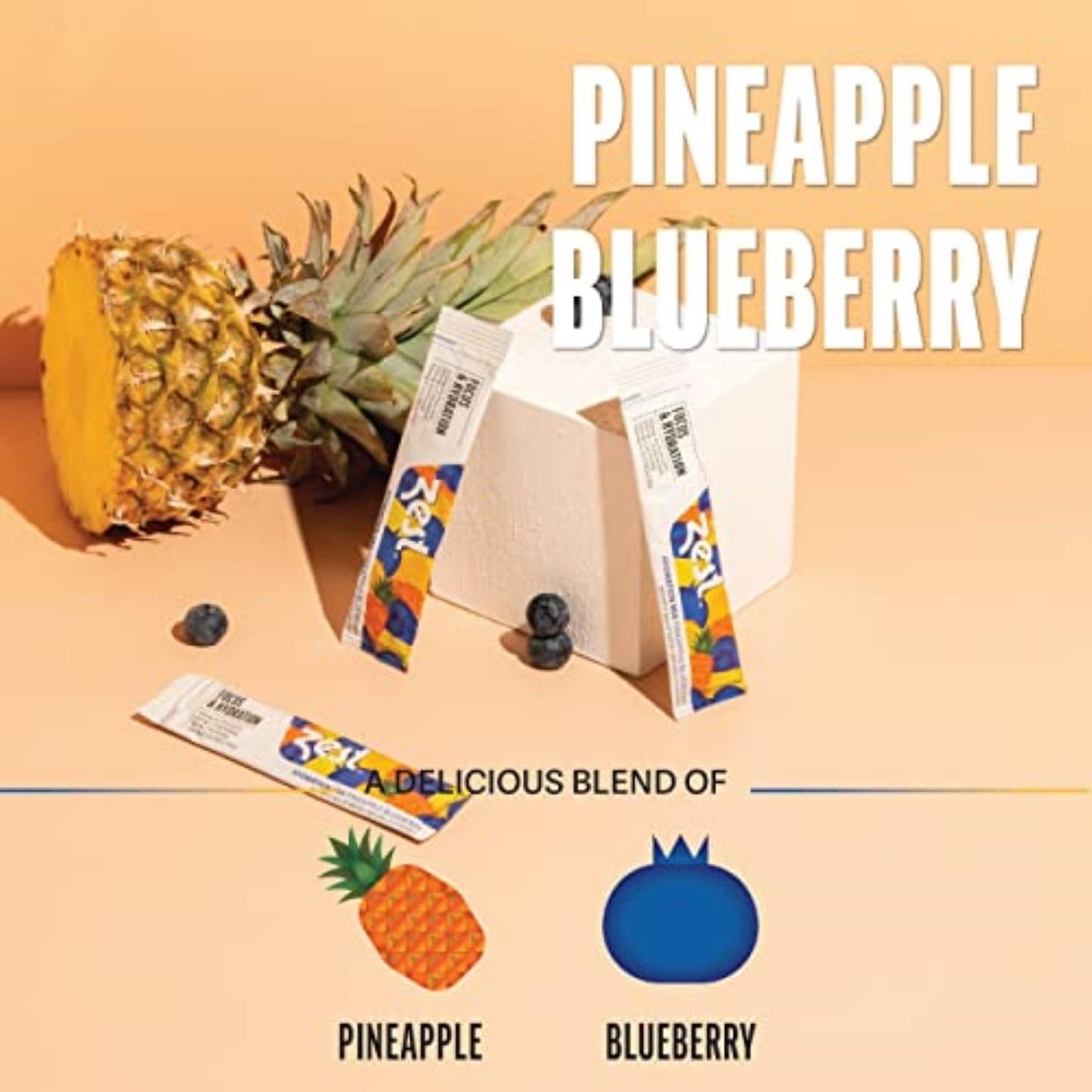 Pineapple Blueberry Focus & Hydration Powder with Caffeine & Nootropic Brain Boost - 14 Packets
