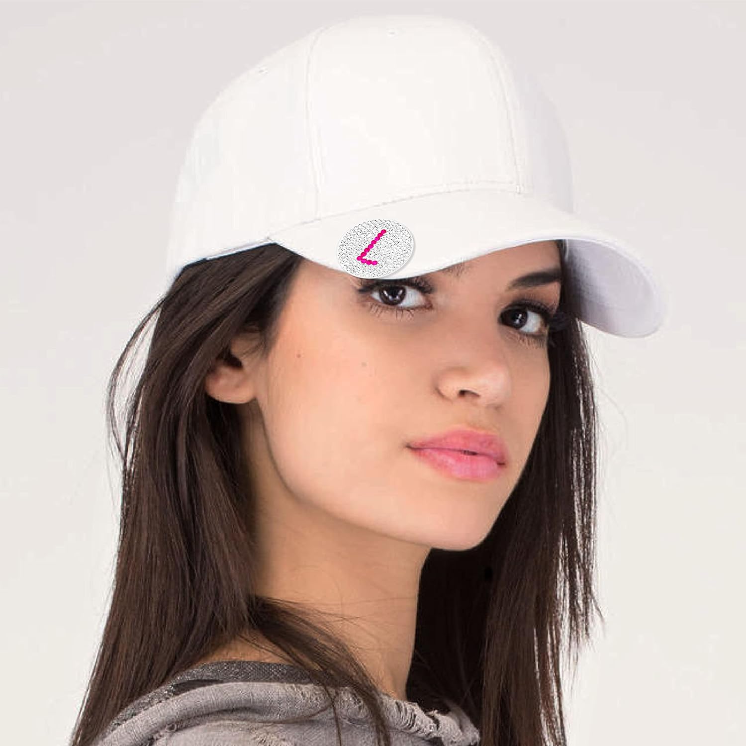 Pink Crystal Ball Marker with Hat Clip by NAVIKA USA Inc. - L Initial Micro Pave