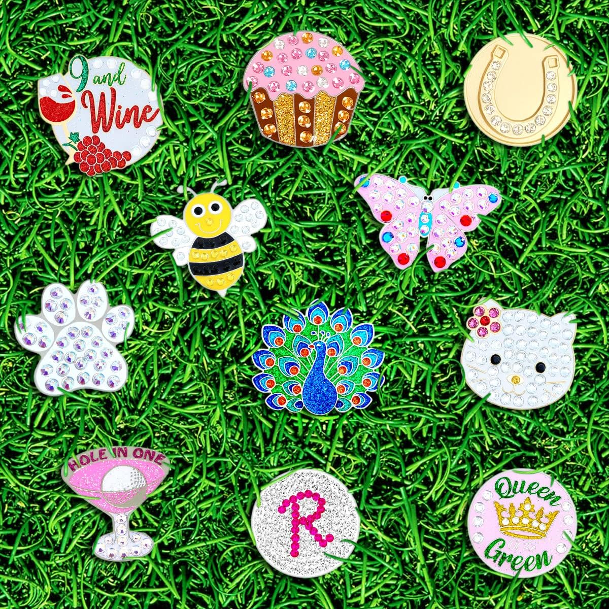 Pink Crystal Ball Marker with Hat Clip by NAVIKA USA Inc. - L Initial Micro Pave