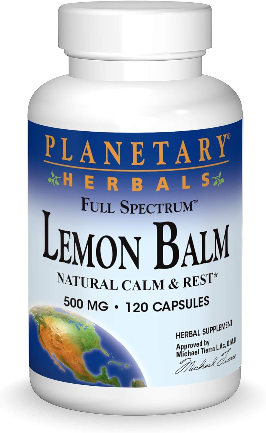Planetary Herbals Lemon Balm Full Spectrum 500mg Capsules - Natural Calm & Rest Support