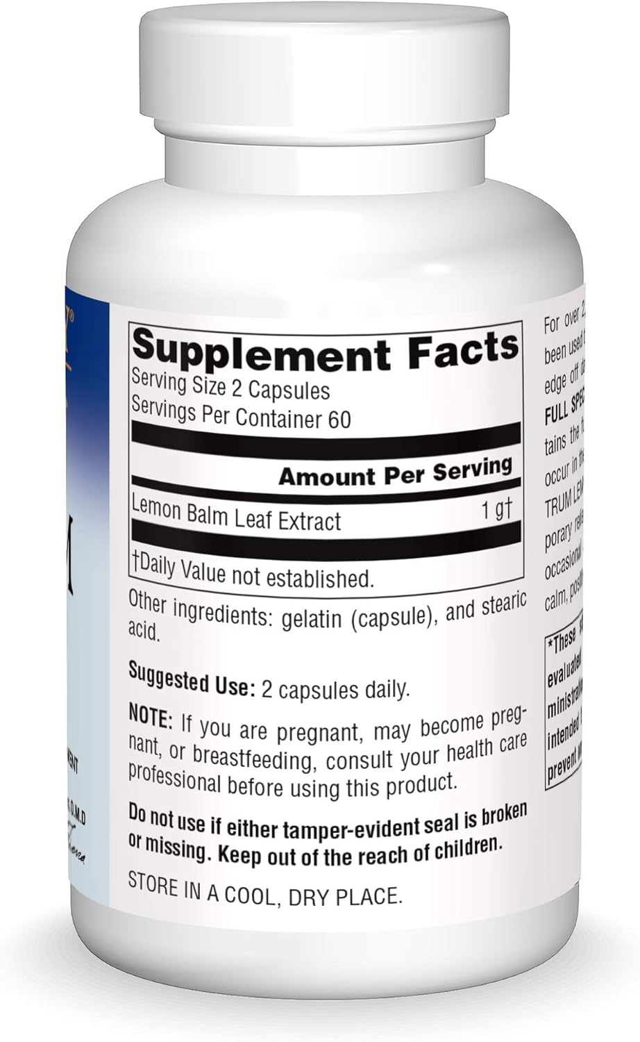 Planetary Herbals Lemon Balm Full Spectrum 500mg Capsules - Natural Calm & Rest Support