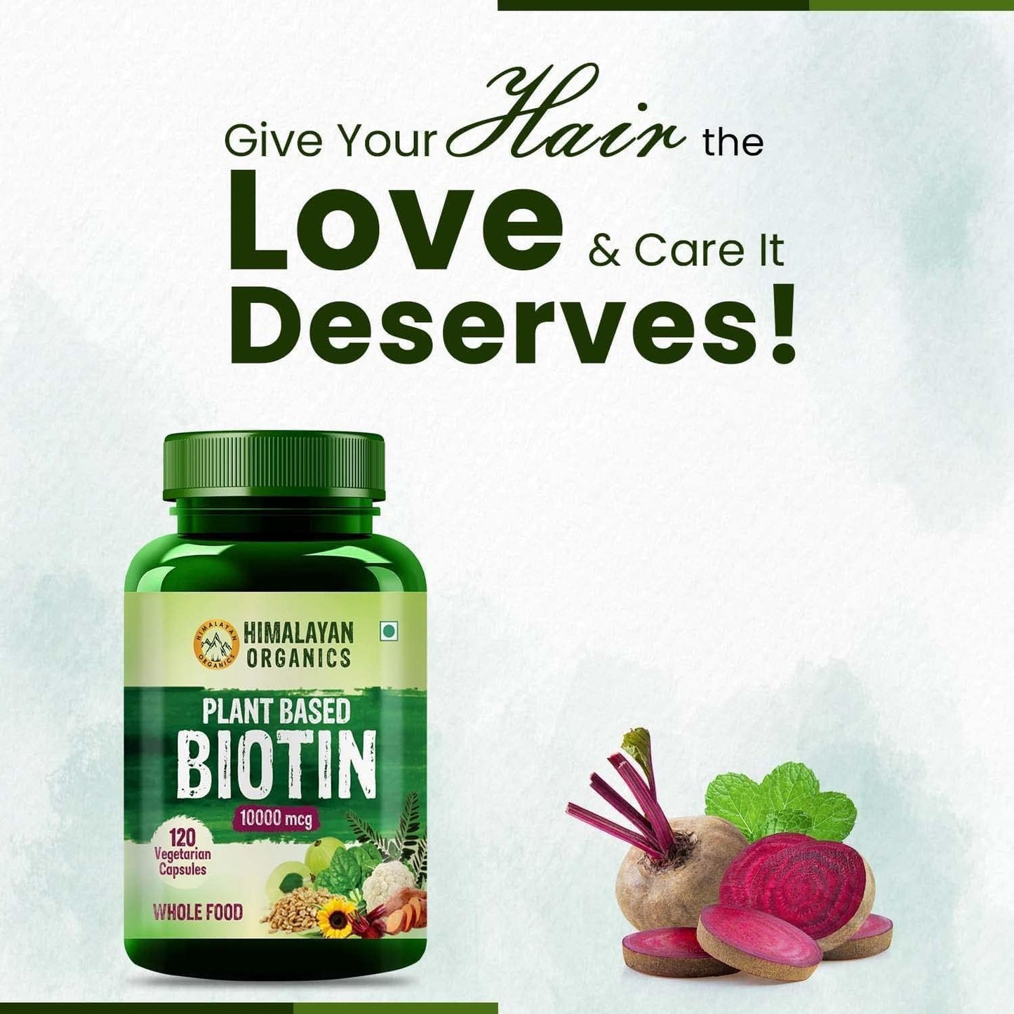 Plant Based Biotin 10000mcg Veg Capsules for Total Body Care - Natural Herbal Formula by Muralidhar Exports