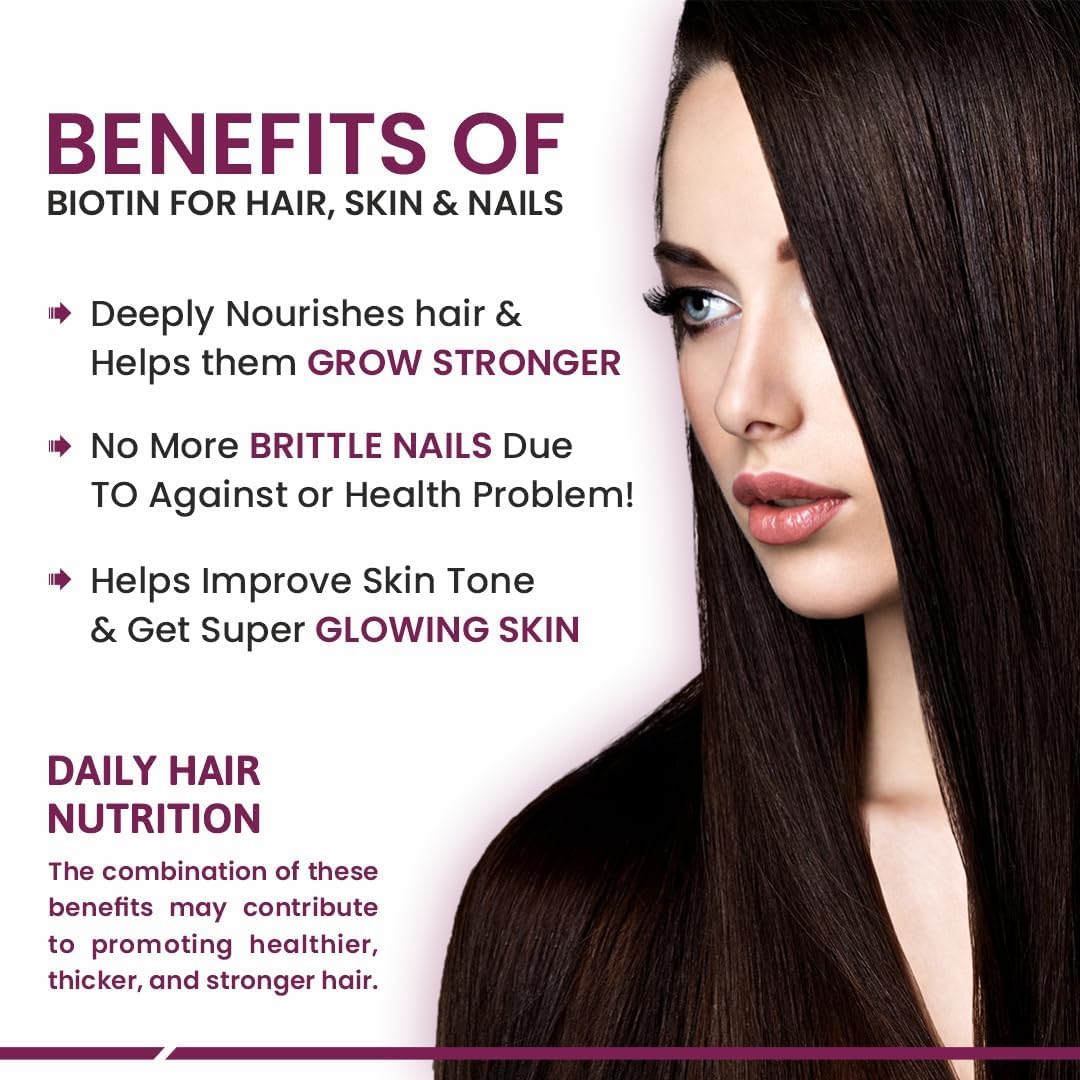 Plant Based Biotin Supplement Capsules with DHT Blockers, Omega & Keratin Synthesis Support - 90 Veg Capsules for Stronger Hair, Skin, and Nails