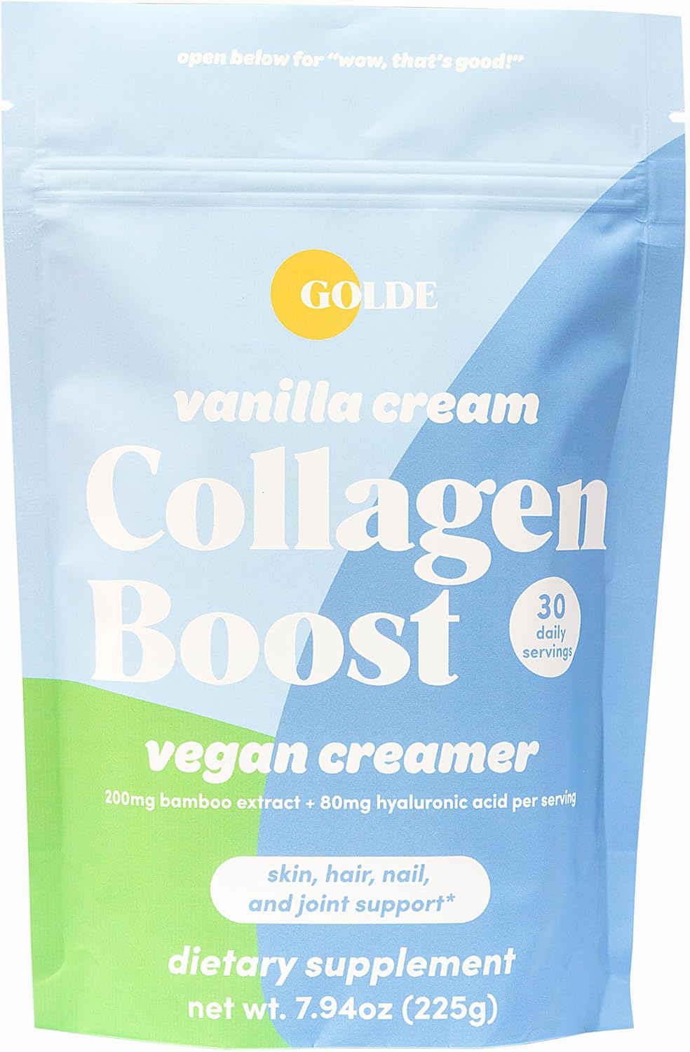 Plant-Based Collagen Boost Vegan Creamer with Hyaluronic Acid, Biotin, & Bamboo Extract for Hair, Skin, Nail Health - 30 Servings