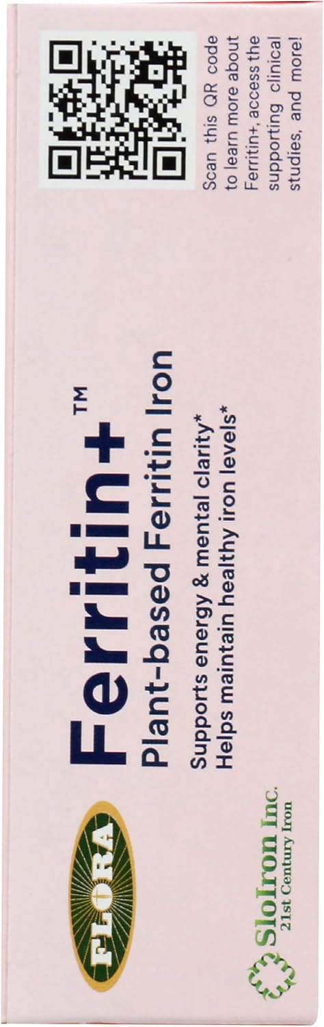Plant-Based Ferritin Iron Dietary Supplement, Vegan & Gluten Free, 60 Vegan Capsules, Flora Health Flora Ferritin+