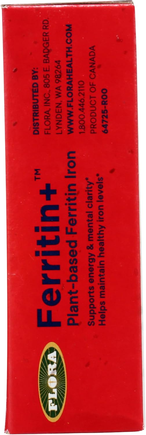 Plant-Based Ferritin Iron Dietary Supplement, Vegan & Gluten Free, 60 Vegan Capsules, Flora Health Flora Ferritin+