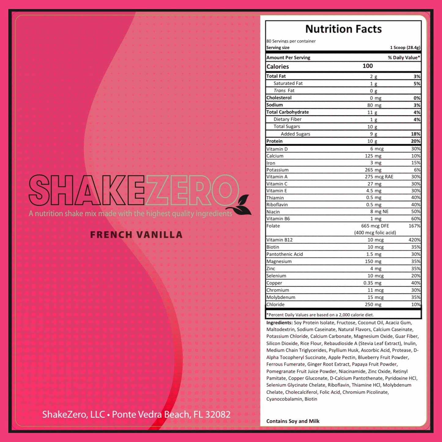 Plant-Based French Vanilla Protein Powder Shake Mix - GramZero Shakezero (1-5lb Pkg)