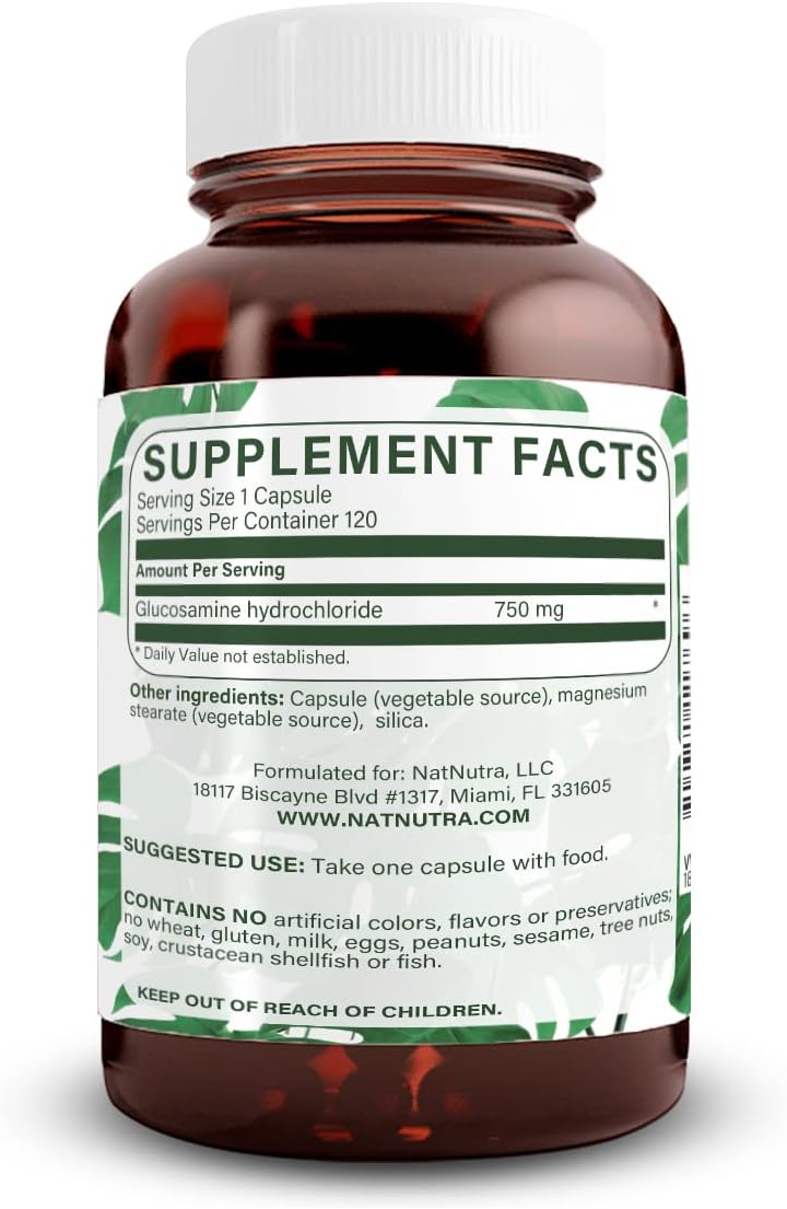Plant-Based Glucosamine Hydrochloride Supplement for Joint Health, 750mg, 120 Capsules - Vegan, Kosher, Shellfish Free Formula for Men & Women