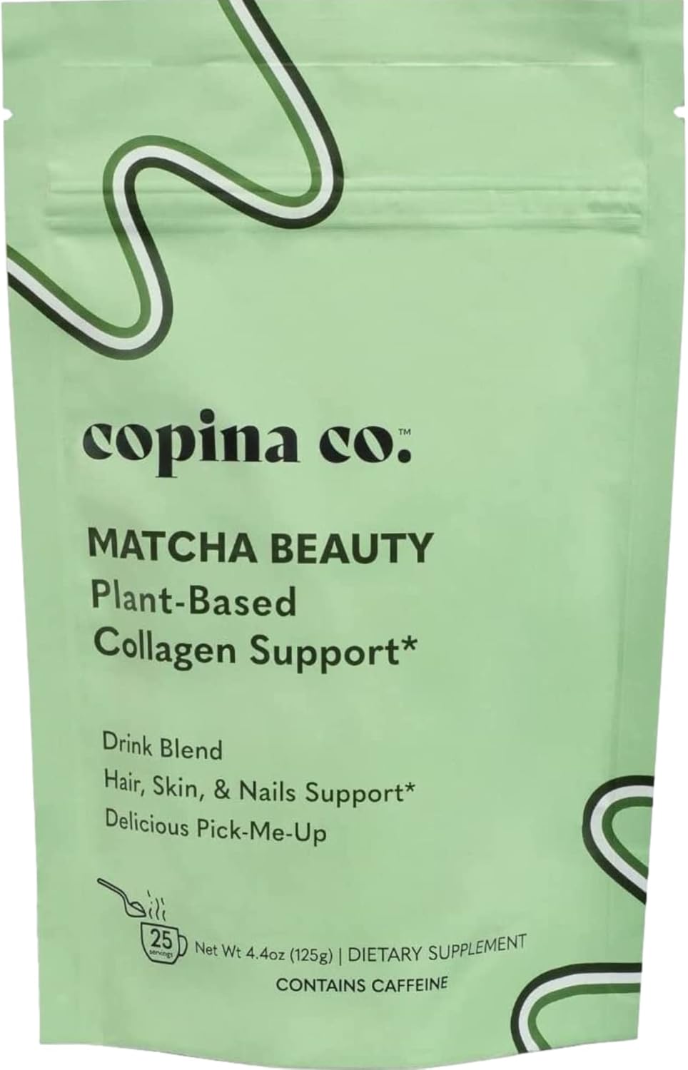 Plant-Based Matcha Beauty Collagen Booster Smoothie Blend by Copina Co. - Vegan Drink Mix with Matcha Flavor (25 Servings)