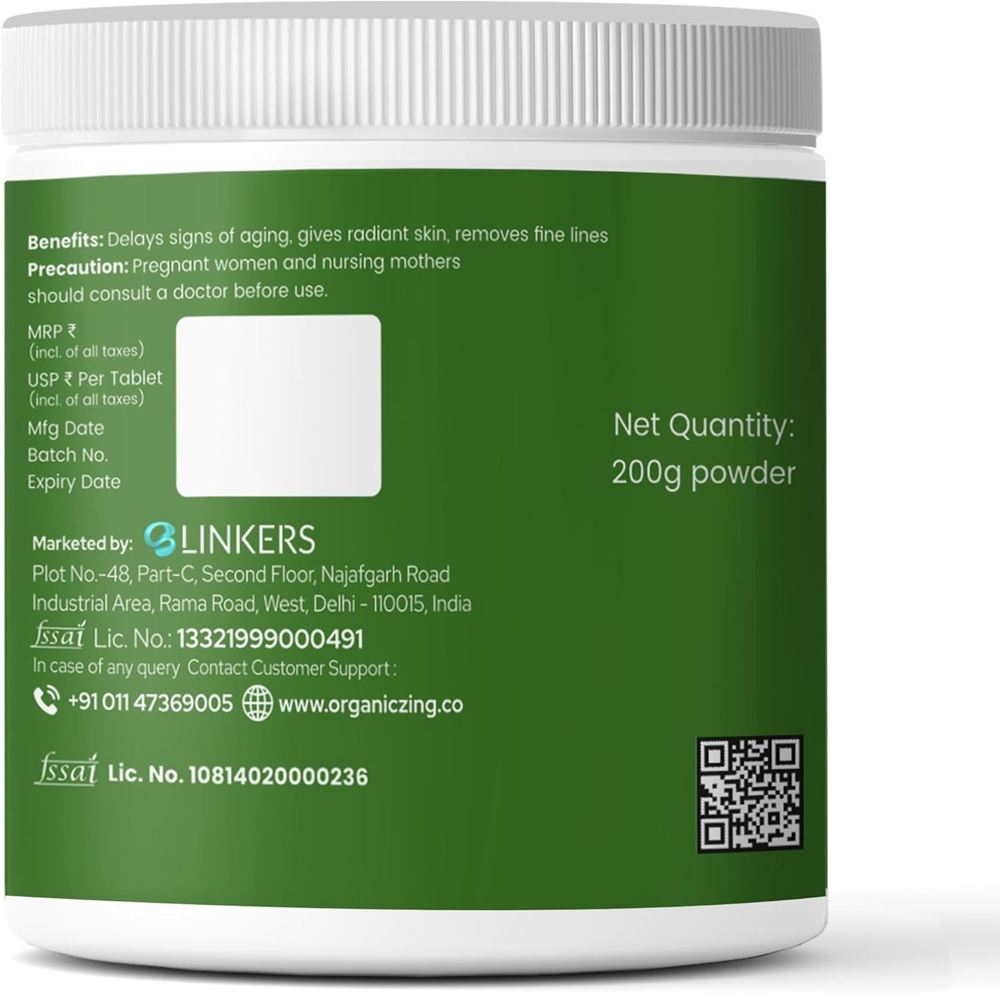 Plant-Based Organic ZING Collagen Powder with Vitamin C for Skin Elasticity & Firmness - Mix Berry Flavour (200g)