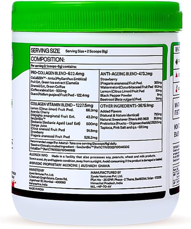 Plant-Based OZIVA Vegan Collagen Powder with Biotin & Vitamin C for Brighter Skin - 125g + Shaker | Vegan Collagen Supplement for Women & Men