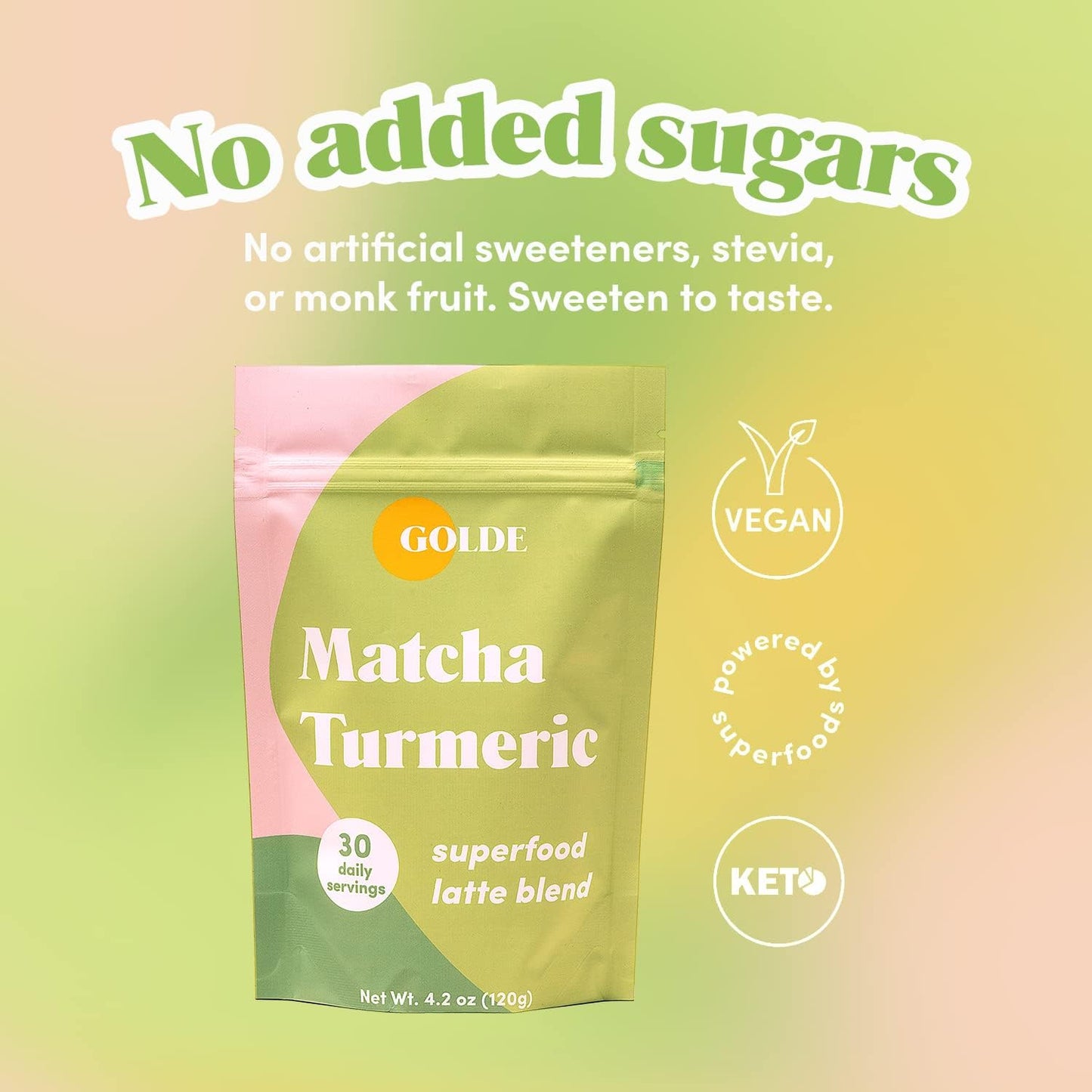 Plant-Based Superfood Latte Blend with Matcha Turmeric - Anti-Inflammatory for Skin, Gut Health, & Stress Balance - 30 Servings