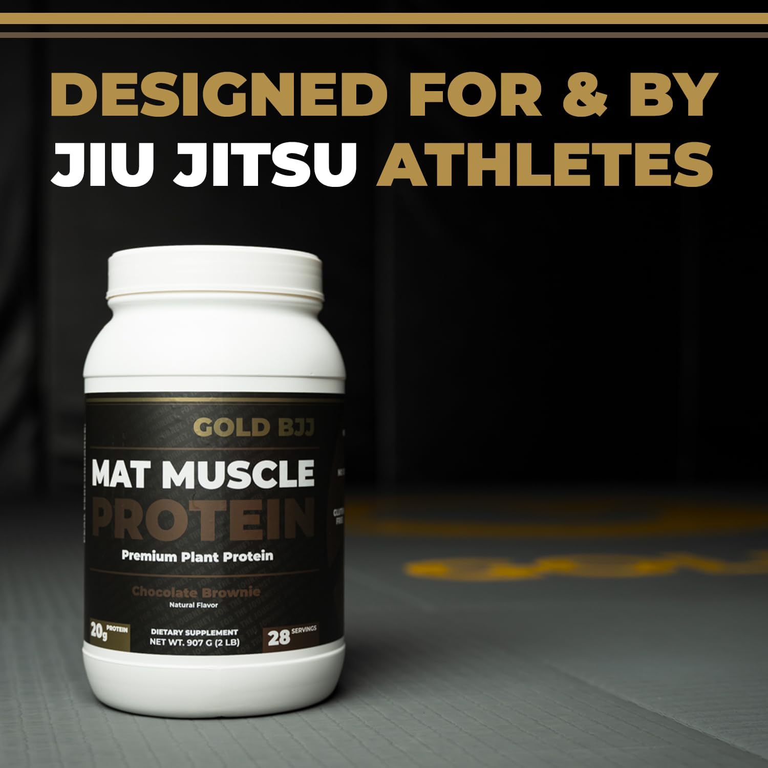 Plant Based Vegan Protein Powder for Jiu Jitsu Athletes - Chocolate Flavor by Gold BJJ Mat Muscle