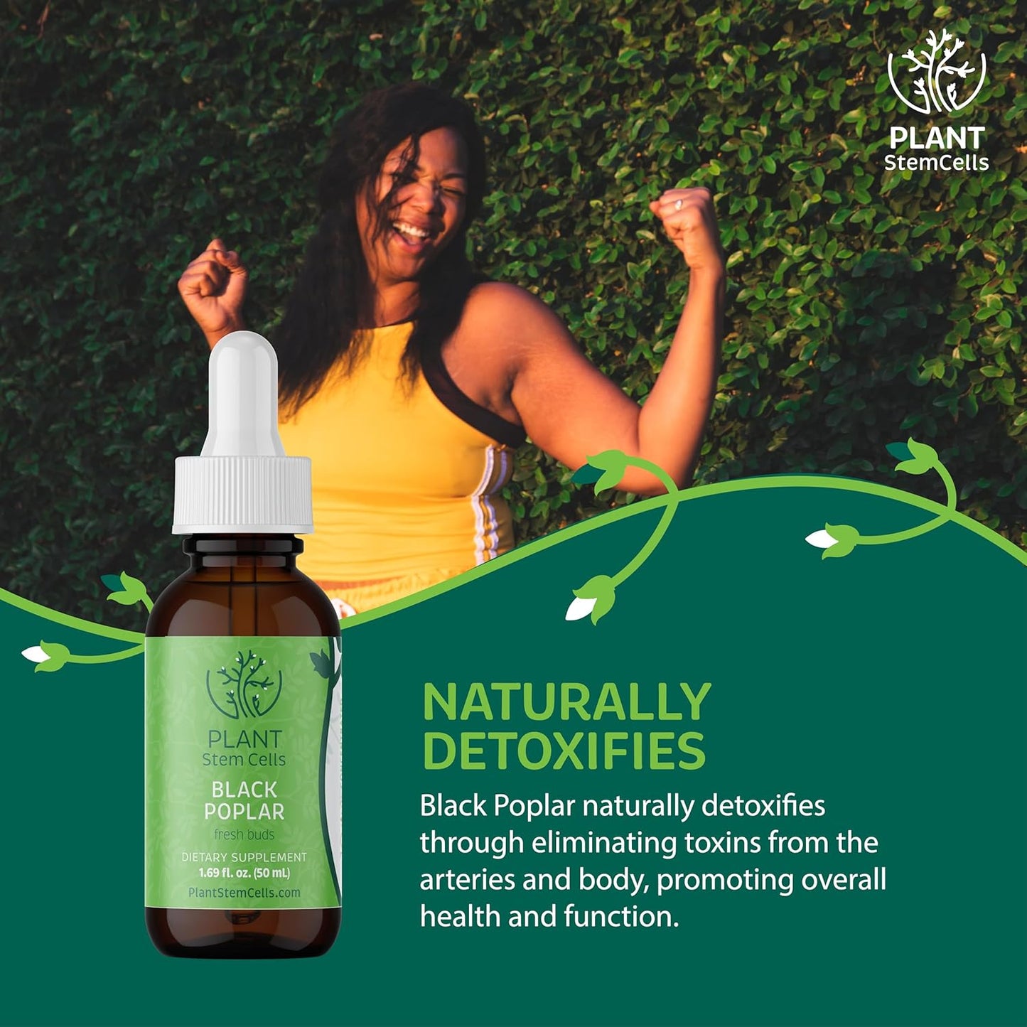 Plant Stem Cells Gemmotherapy: Black Poplar for Digestive & Circulatory Health - Antioxidant & Detox Support for Men & Women - Immunity Boost