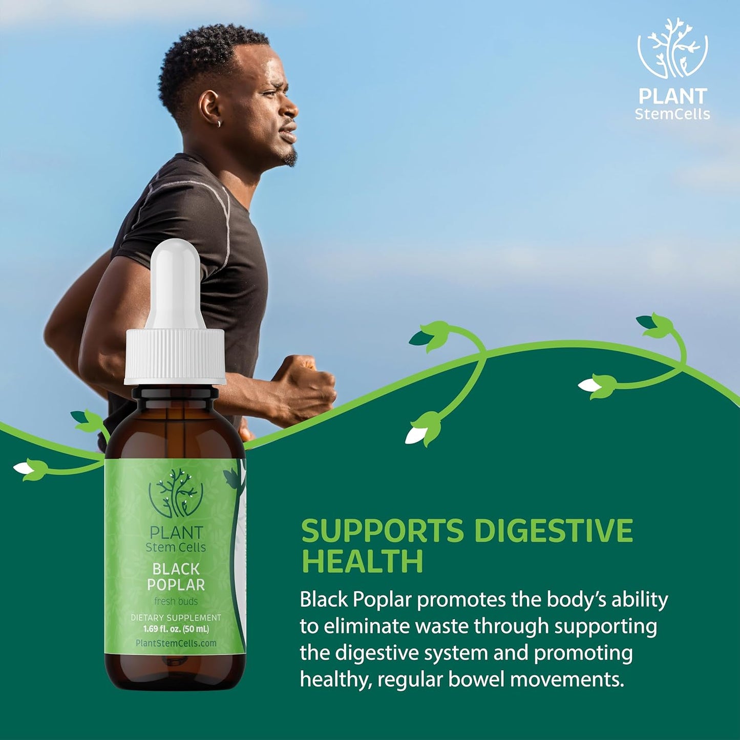 Plant Stem Cells Gemmotherapy: Black Poplar for Digestive & Circulatory Health - Antioxidant & Detox Support for Men & Women - Immunity Boost