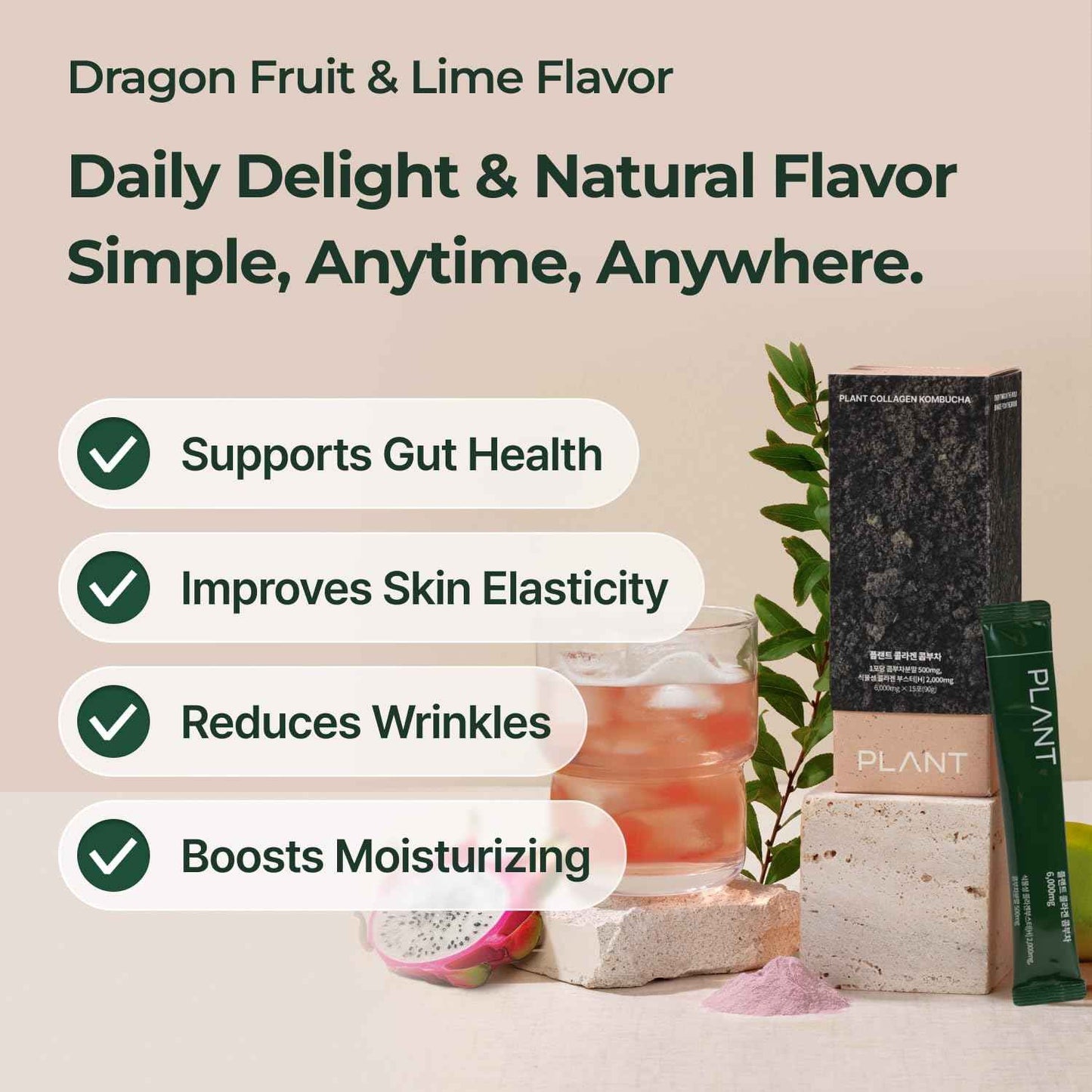 PLANT Vegan Collagen Kombucha + Collagen Jelly Vitamin D Probiotics