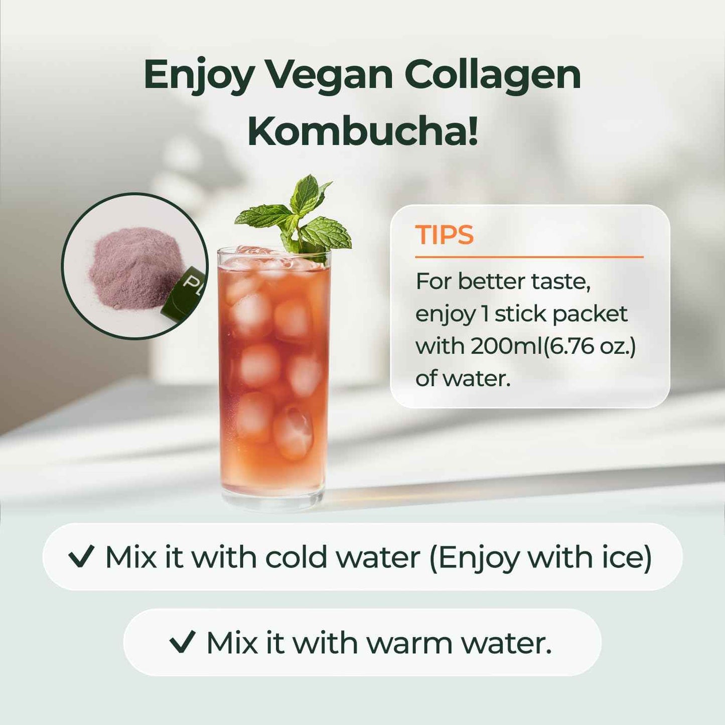 PLANT Vegan Collagen Kombucha + Collagen Jelly Vitamin D Probiotics